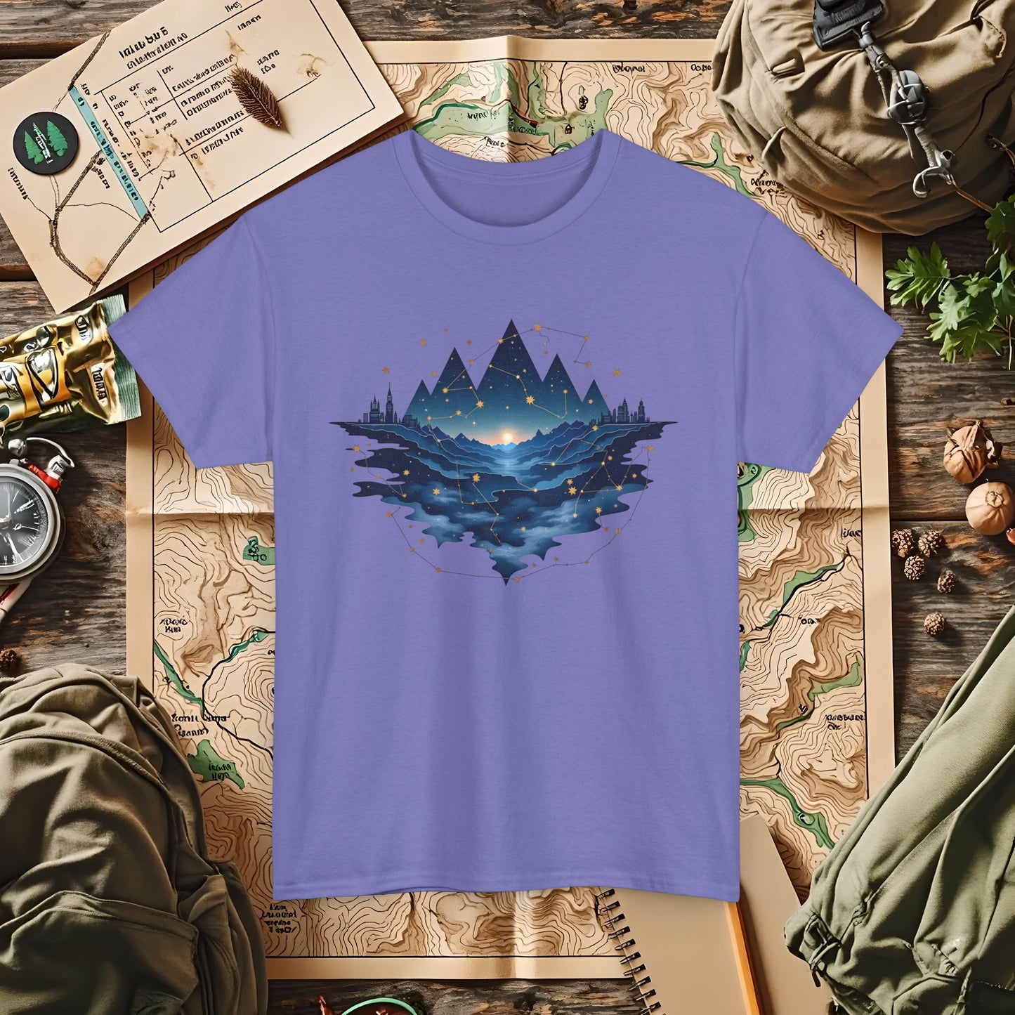Celestial Landscapes Outdoor Adventure T-Shirts | Camping, Hiking, Rafting & Kayaking Tees for Nature Lovers