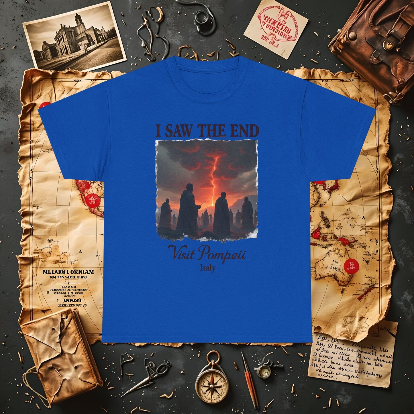 Pompeii Memories T-Shirt – Dark Tourism Shirt with Volcano Eruption Silhouette Art