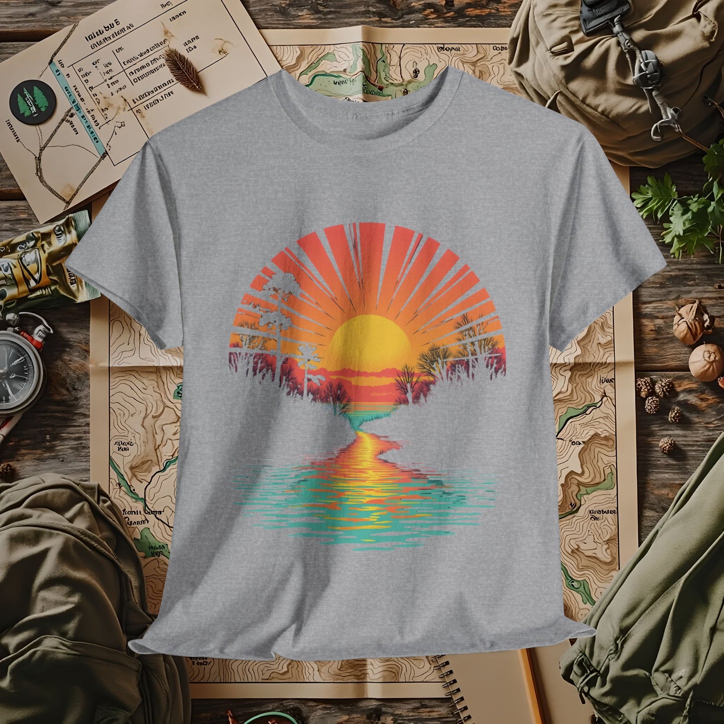 Quirky Sunset Outdoor Adventure T-Shirts | Camping, Hiking, Rafting & Kayaking Tees for Nature Lovers