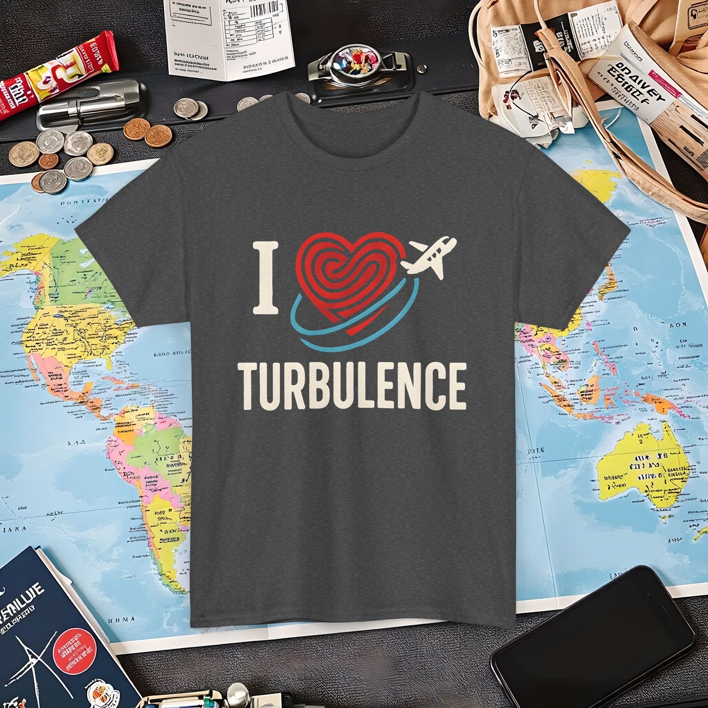 I ♥ Turbulence – Funny Aviation Graphic Tee for Pilots & Frequent Flyers Air Travel T-Shirts | Jetsetter, Airport, and International Flight Tees