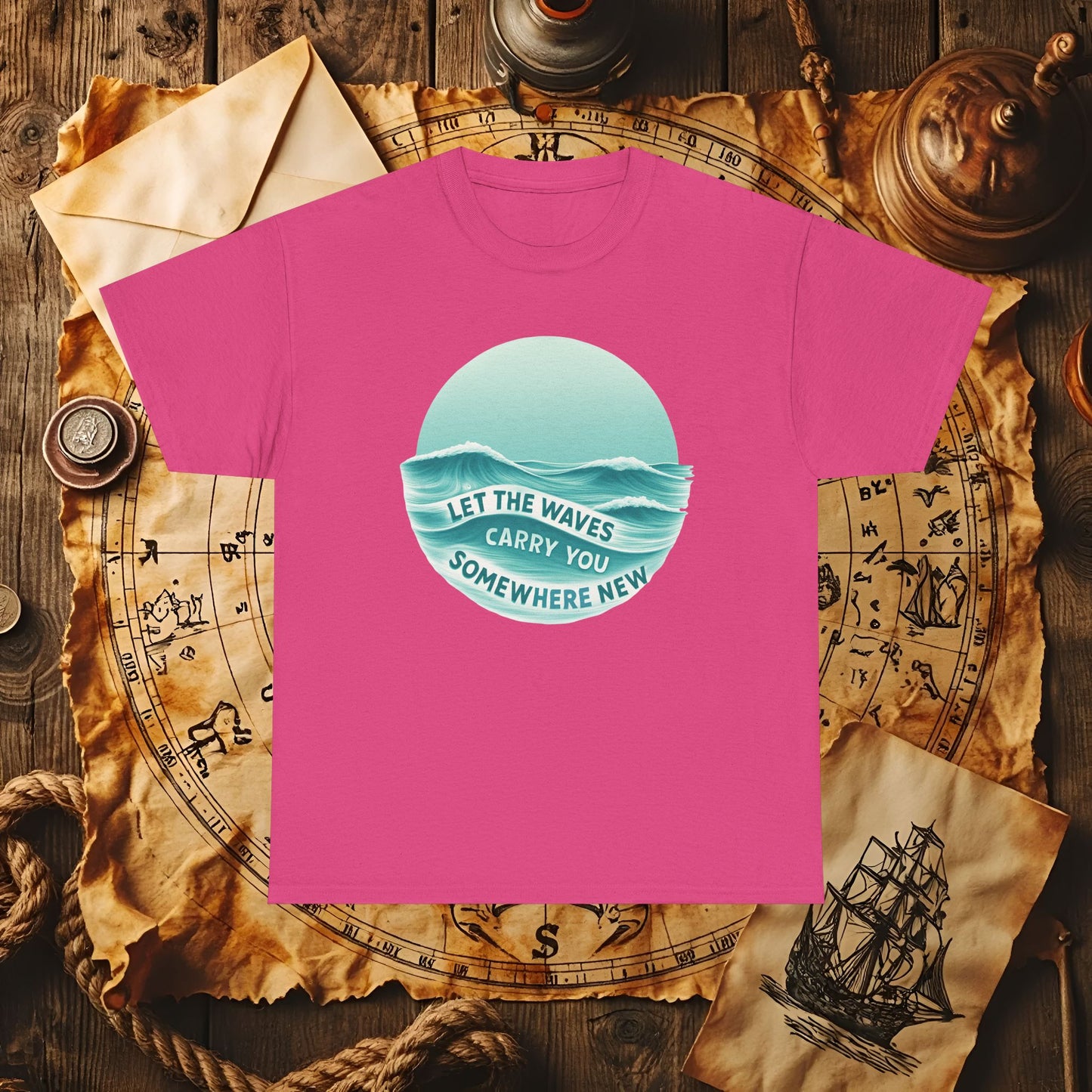 Let the Waves Carry You T-Shirt – Serene Travel & Ocean Escape Design | Funny & Stylish Tees for Ocean Adventures