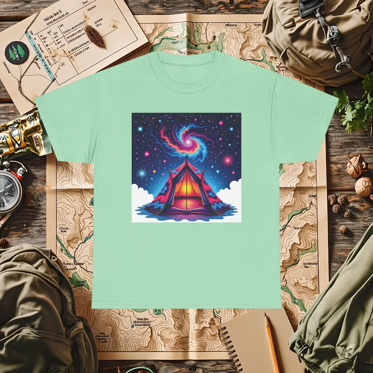 Cosmic Tent Outdoor Adventure T-Shirts | Camping, Hiking, Rafting & Kayaking Tees for Nature Lovers