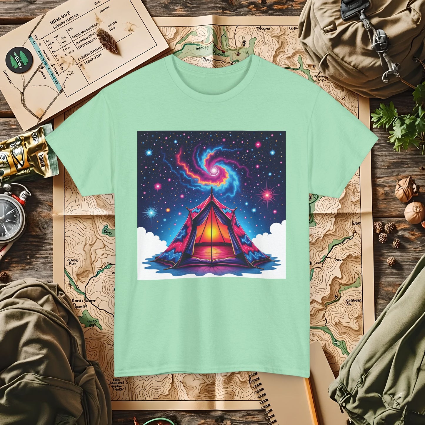 Cosmic Tent Outdoor Adventure T-Shirts | Camping, Hiking, Rafting & Kayaking Tees for Nature Lovers