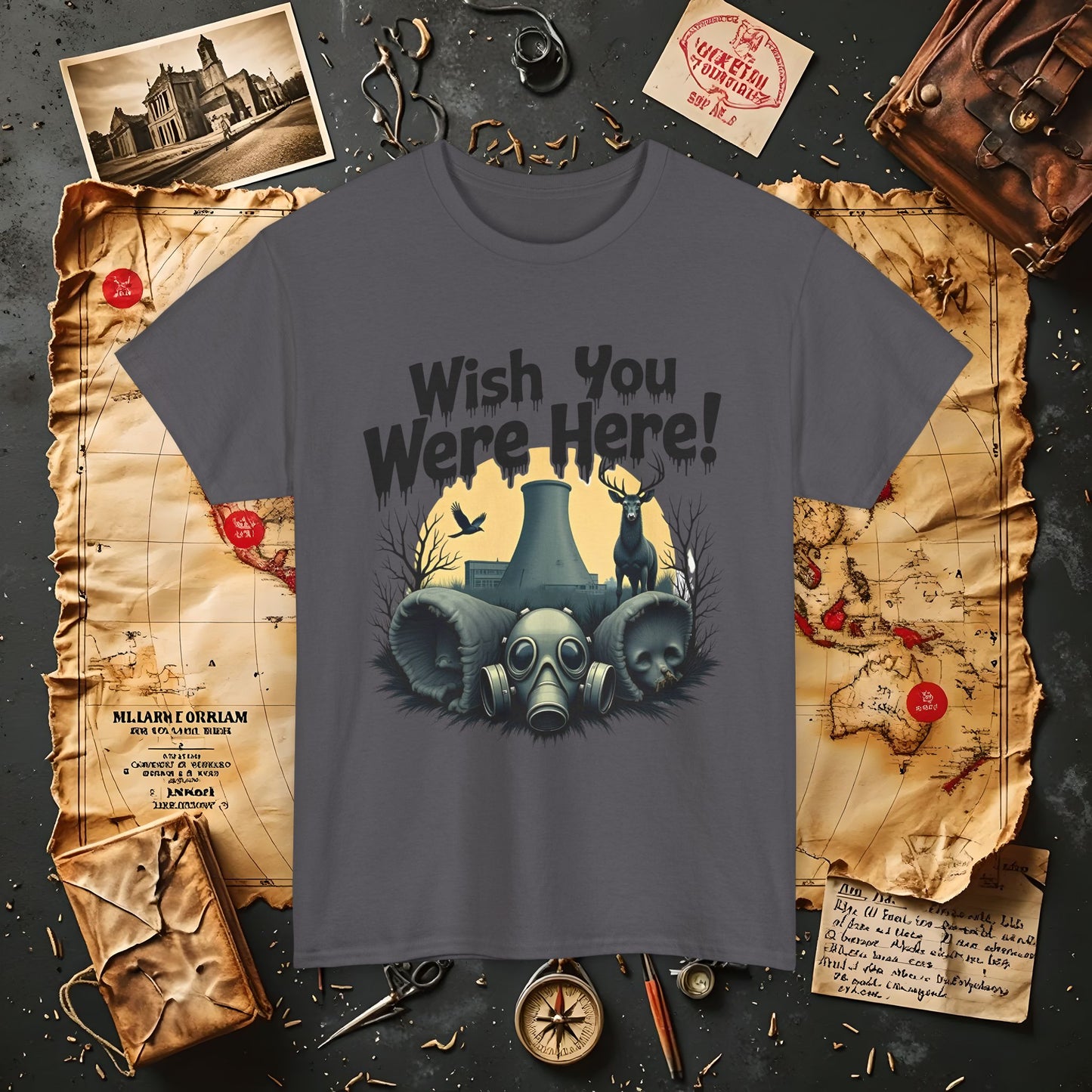 Spooky Vibes Tee - "Wish You Were Here!" Halloween T-Shirt, Unisex Tee, Ghost Graphic Tee, Halloween Gift, Casual Wear
