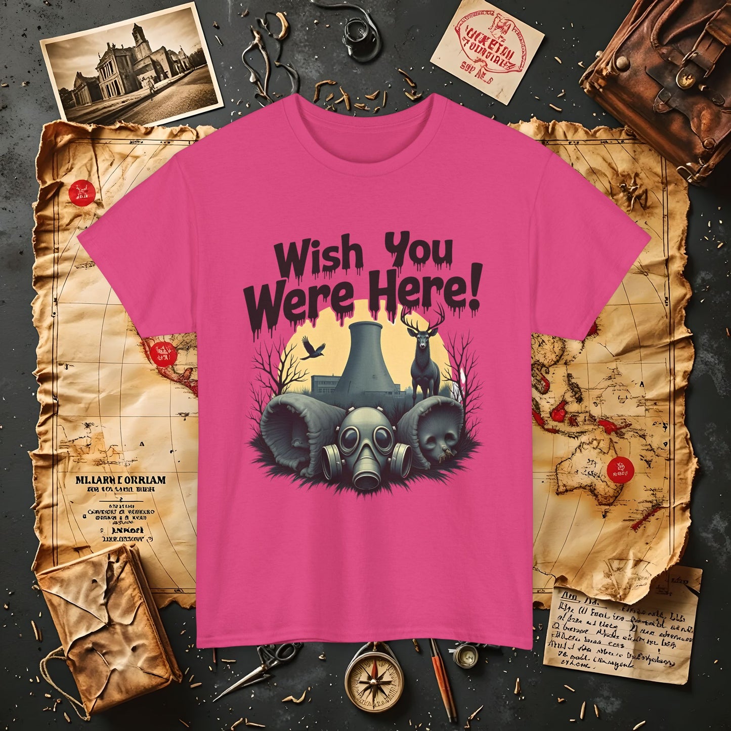 Spooky Vibes Tee - "Wish You Were Here!" Halloween T-Shirt, Unisex Tee, Ghost Graphic Tee, Halloween Gift, Casual Wear