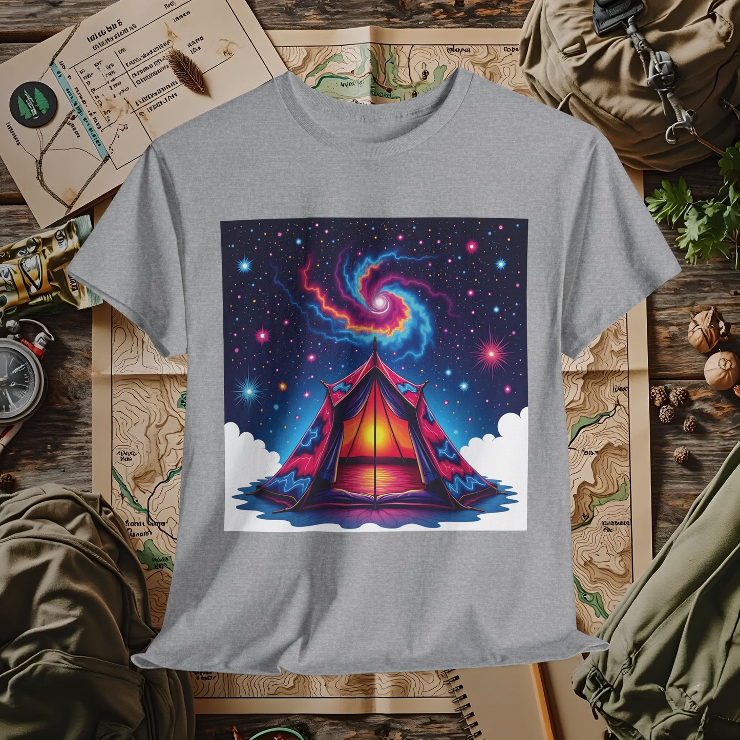 Cosmic Tent Outdoor Adventure T-Shirts | Camping, Hiking, Rafting & Kayaking Tees for Nature Lovers