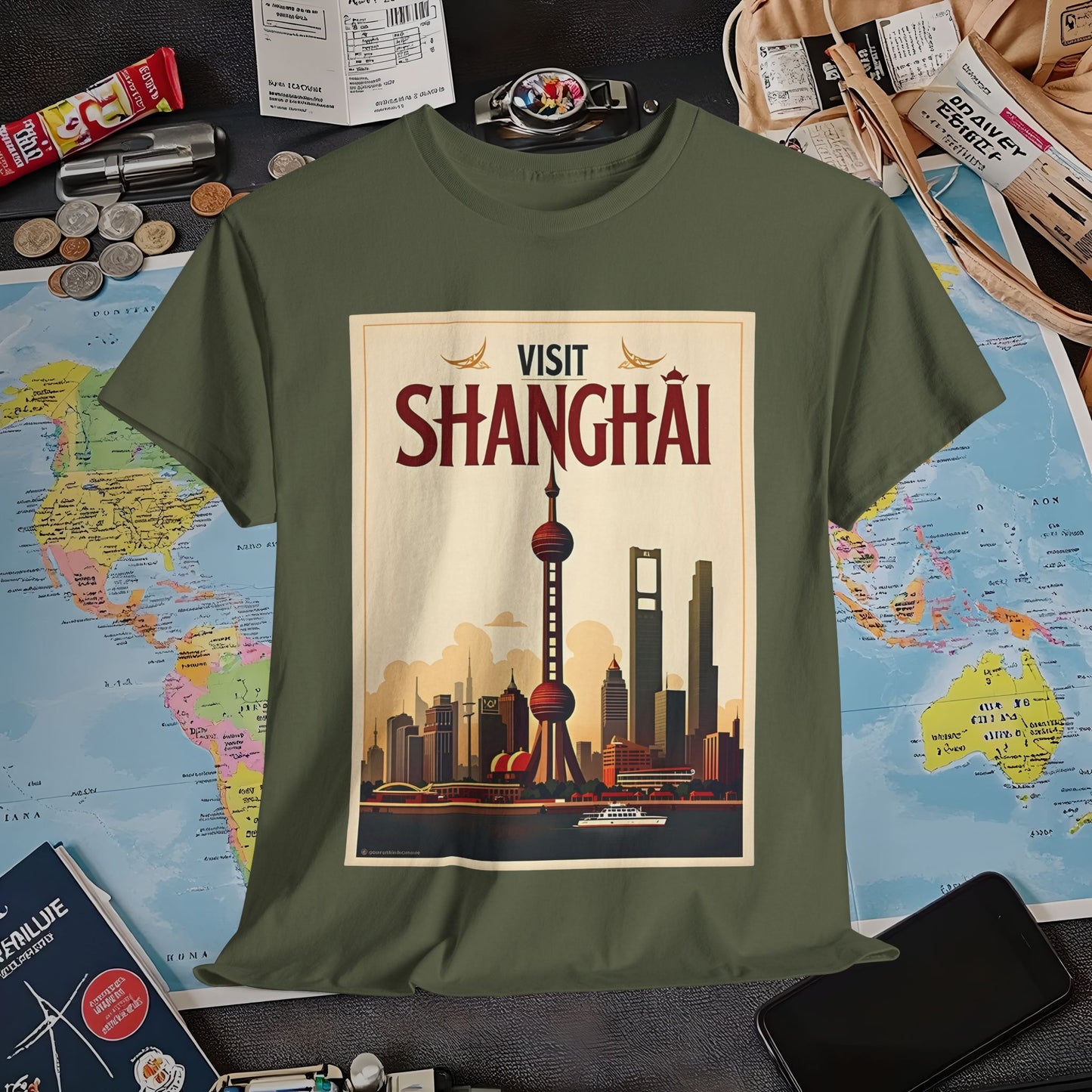 Shanghai Elegance Air Travel T-Shirts | Jetsetter, Airport, and International Flight Tees