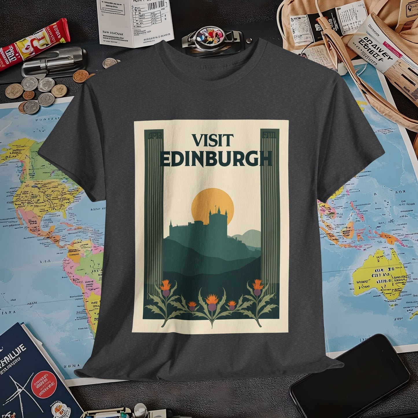 Edinburgh Poster Air Travel T-Shirts | Jetsetter, Airport, and International Flight Tees
