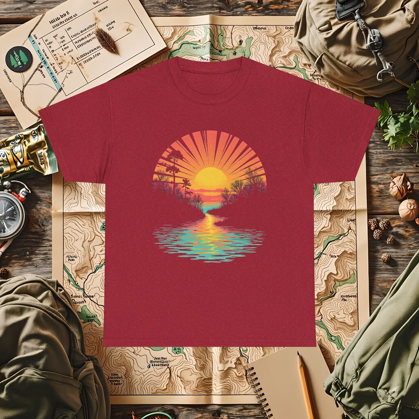 Quirky Sunset Outdoor Adventure T-Shirts | Camping, Hiking, Rafting & Kayaking Tees for Nature Lovers