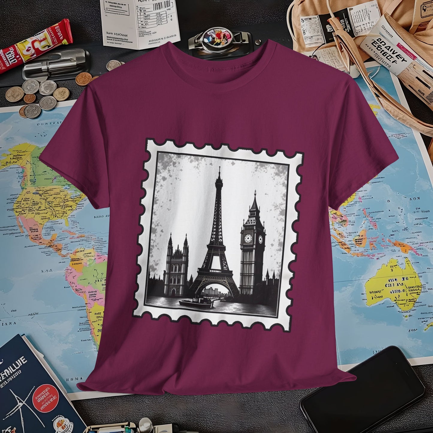 Europe Stamp Air Travel T-Shirts | Jetsetter, Airport, and International Flight Tees