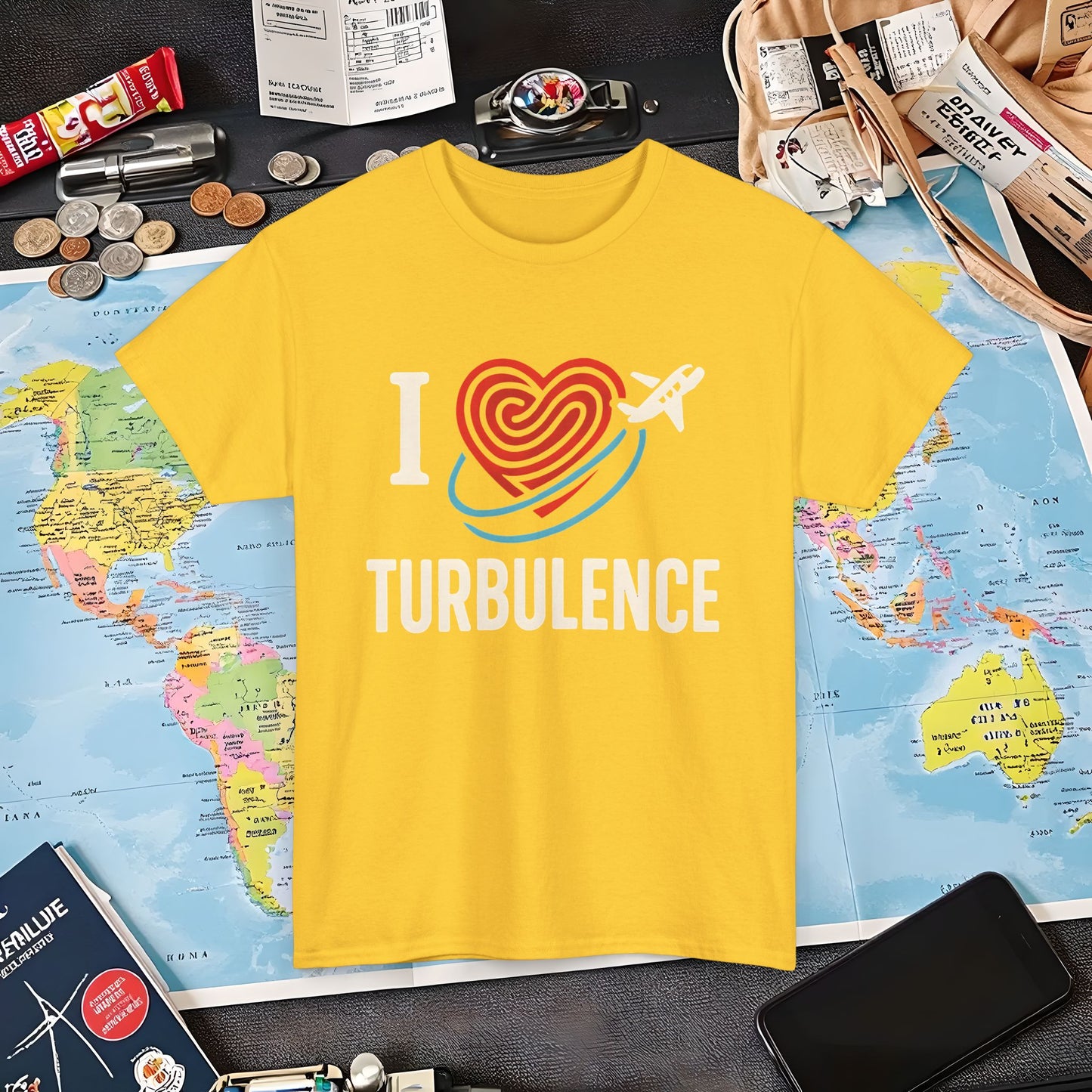 I ♥ Turbulence – Funny Aviation Graphic Tee for Pilots & Frequent Flyers Air Travel T-Shirts | Jetsetter, Airport, and International Flight Tees