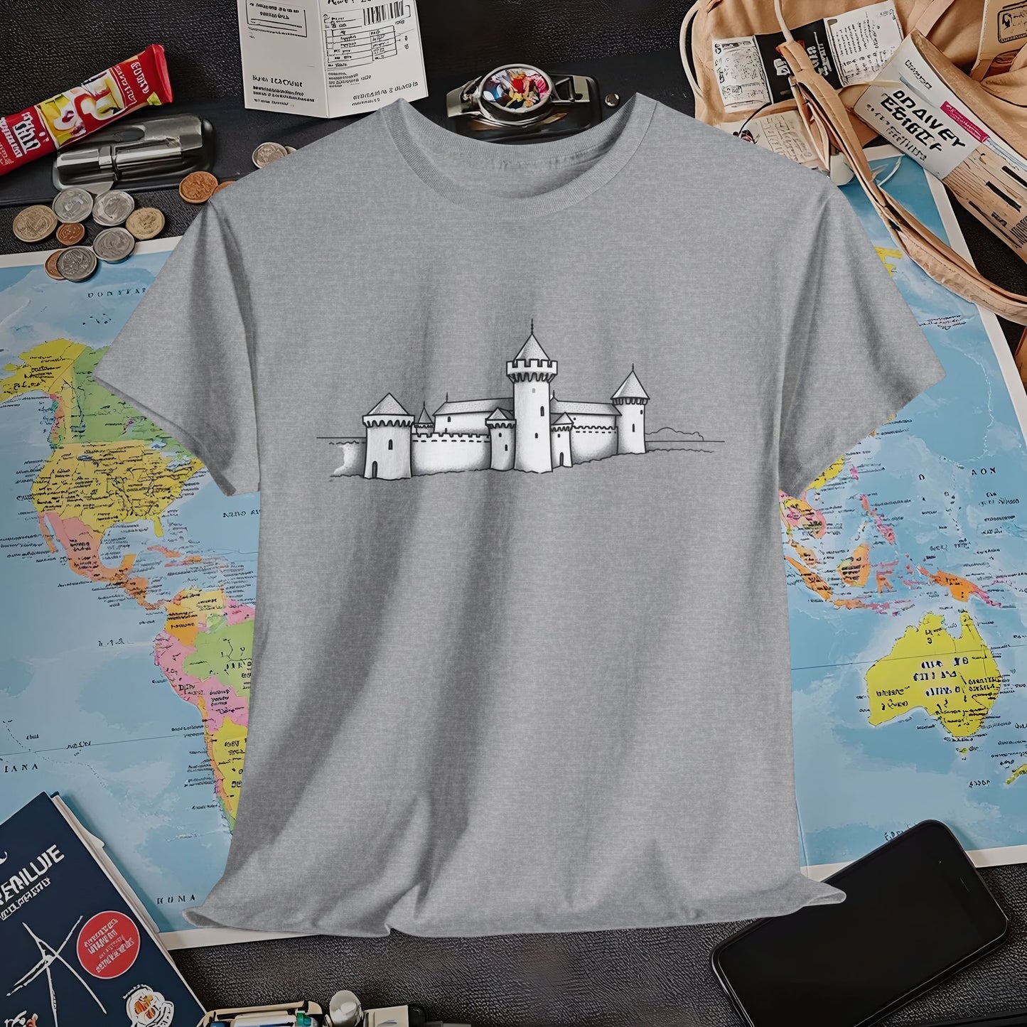 Castle Skyline Air Travel T-Shirts | Jetsetter, Airport, and International Flight Tees