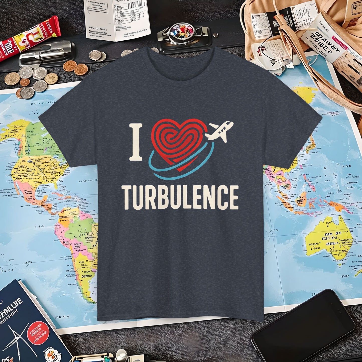 I ♥ Turbulence – Funny Aviation Graphic Tee for Pilots & Frequent Flyers Air Travel T-Shirts | Jetsetter, Airport, and International Flight Tees