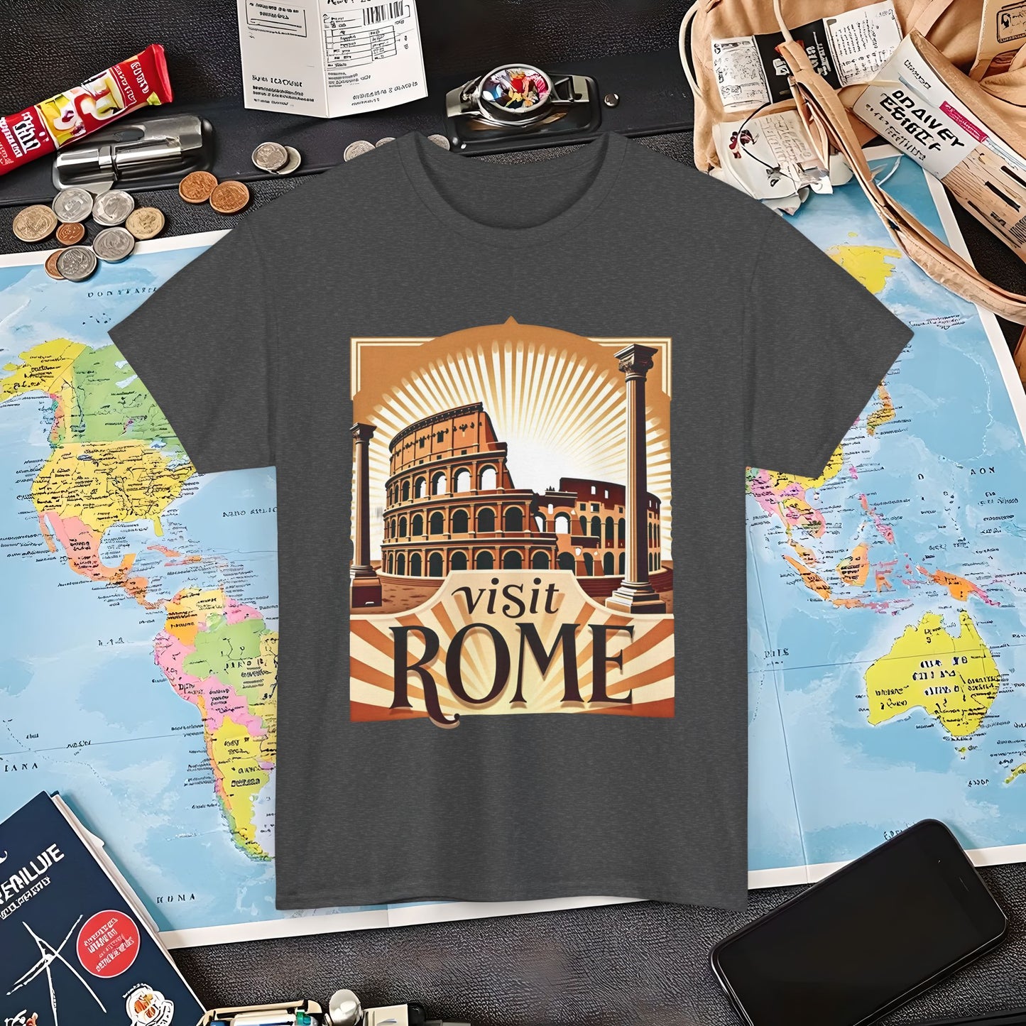 Rome Retro Air Travel T-Shirts | Jetsetter, Airport, and International Flight Tees