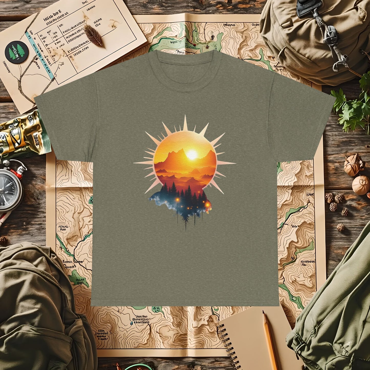 Golden Horizon Outdoor Adventure T-Shirts | Camping, Hiking, Rafting & Kayaking Tees for Nature Lovers