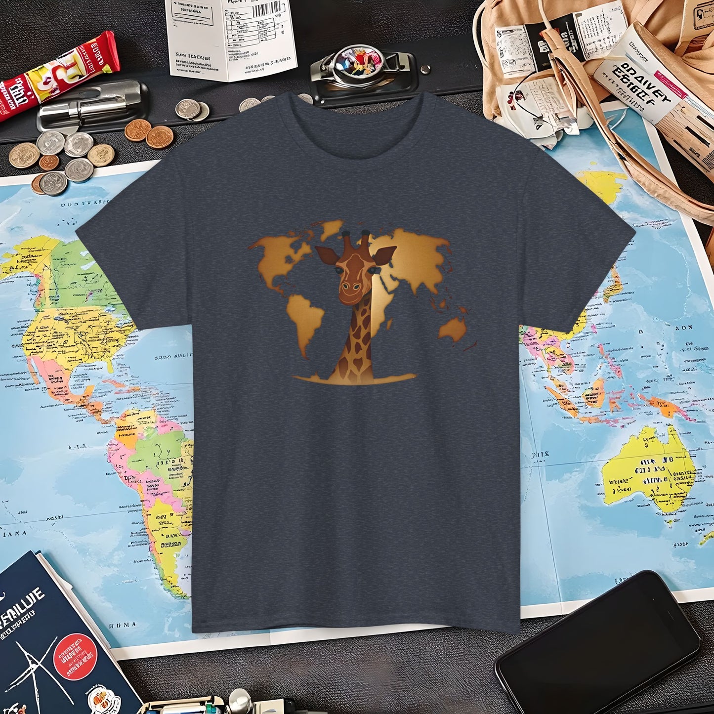 Giraffe Globe Air Travel T-Shirts | Jetsetter, Airport, and International Flight Tees