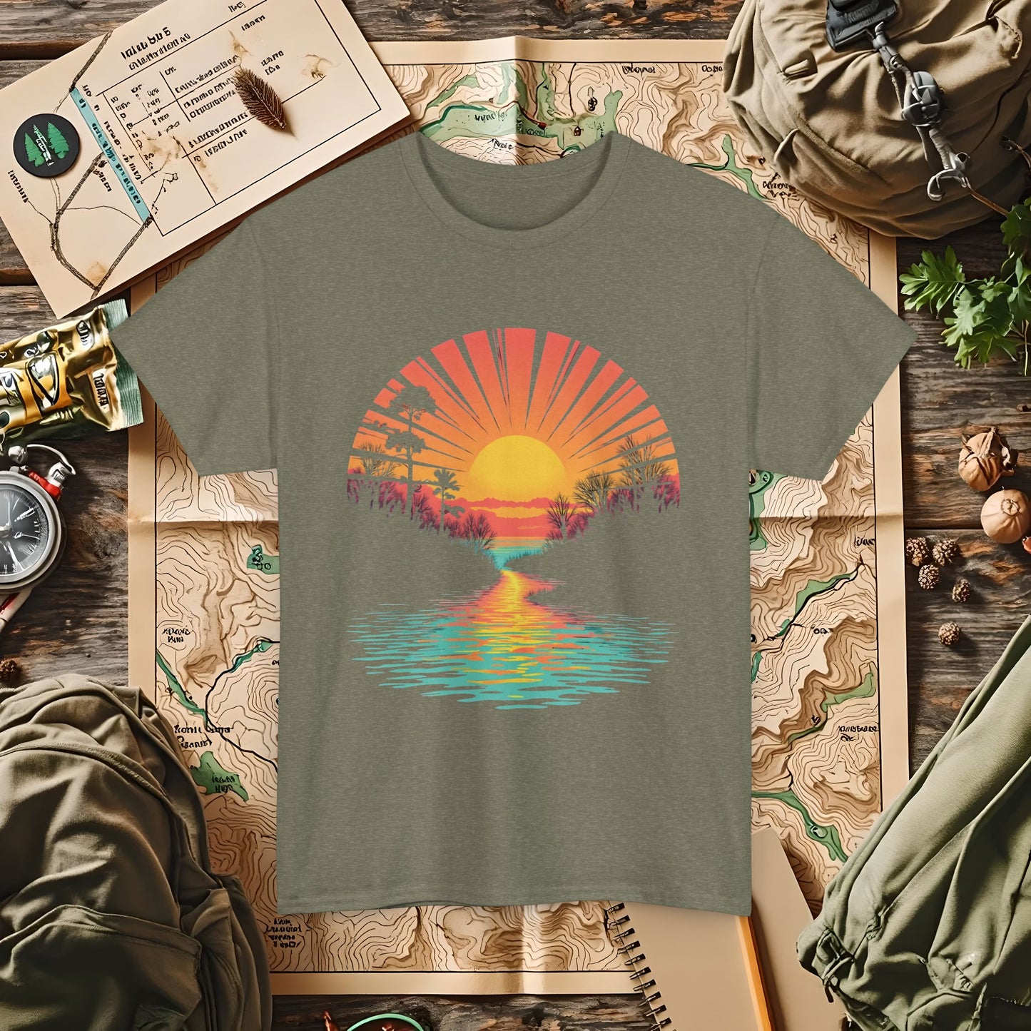 Quirky Sunset Outdoor Adventure T-Shirts | Camping, Hiking, Rafting & Kayaking Tees for Nature Lovers
