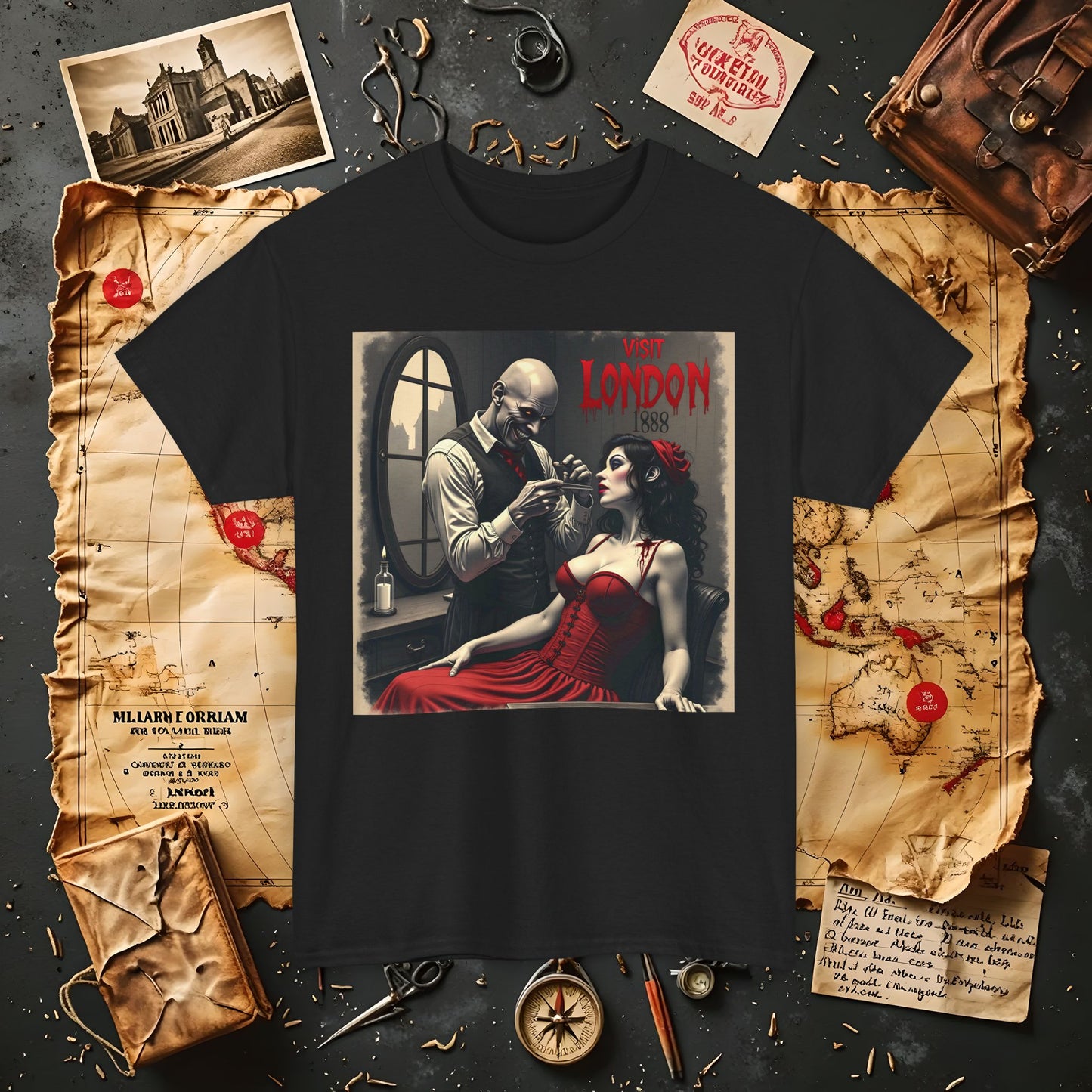 Gothic Barber T-Shirt – Jack the Ripper Era Horror in 1888 London