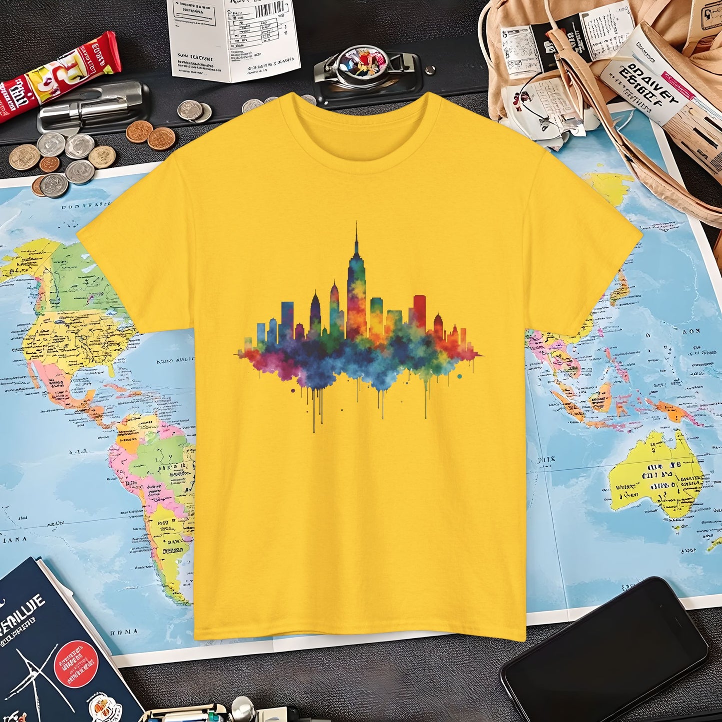 Vibrant Skyline T-Shirts | Jetsetter, Airport, and International Flight Tees