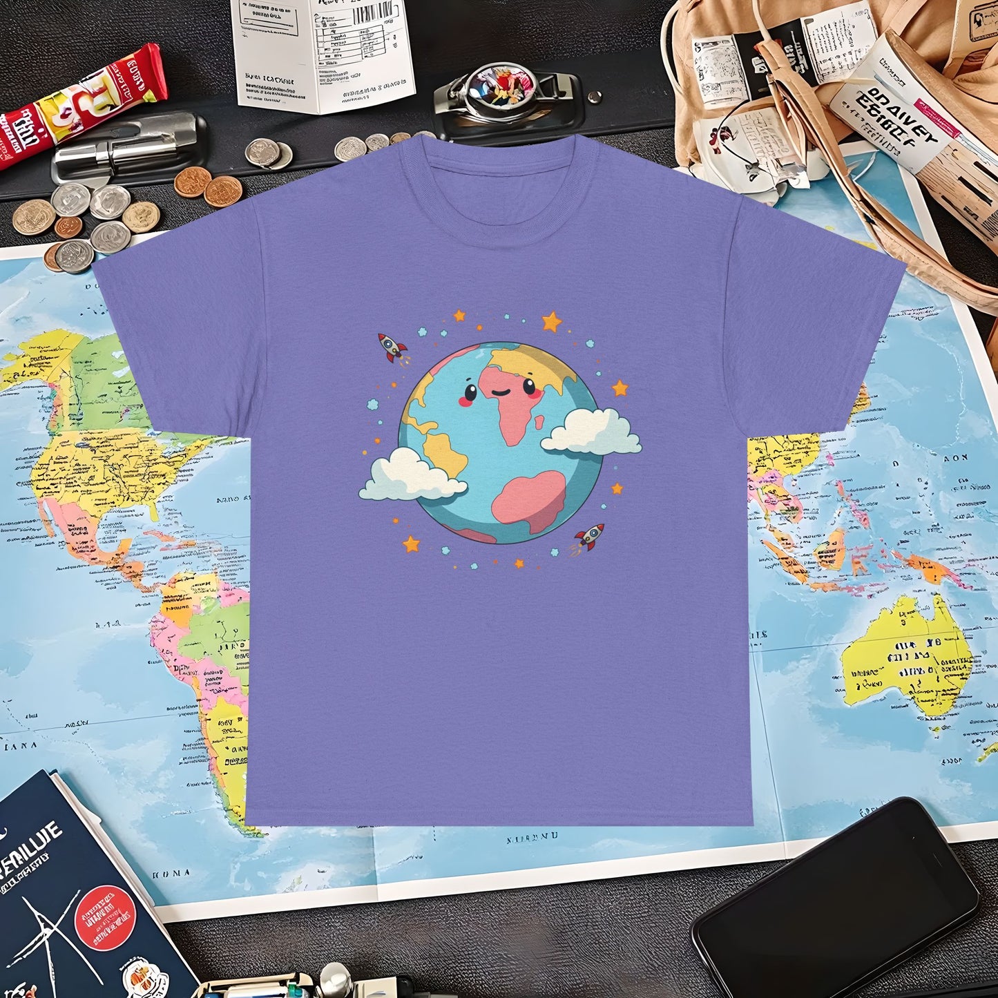Kawaii Globe Air Travel T-Shirts | Jetsetter, Airport, and International Flight Tees