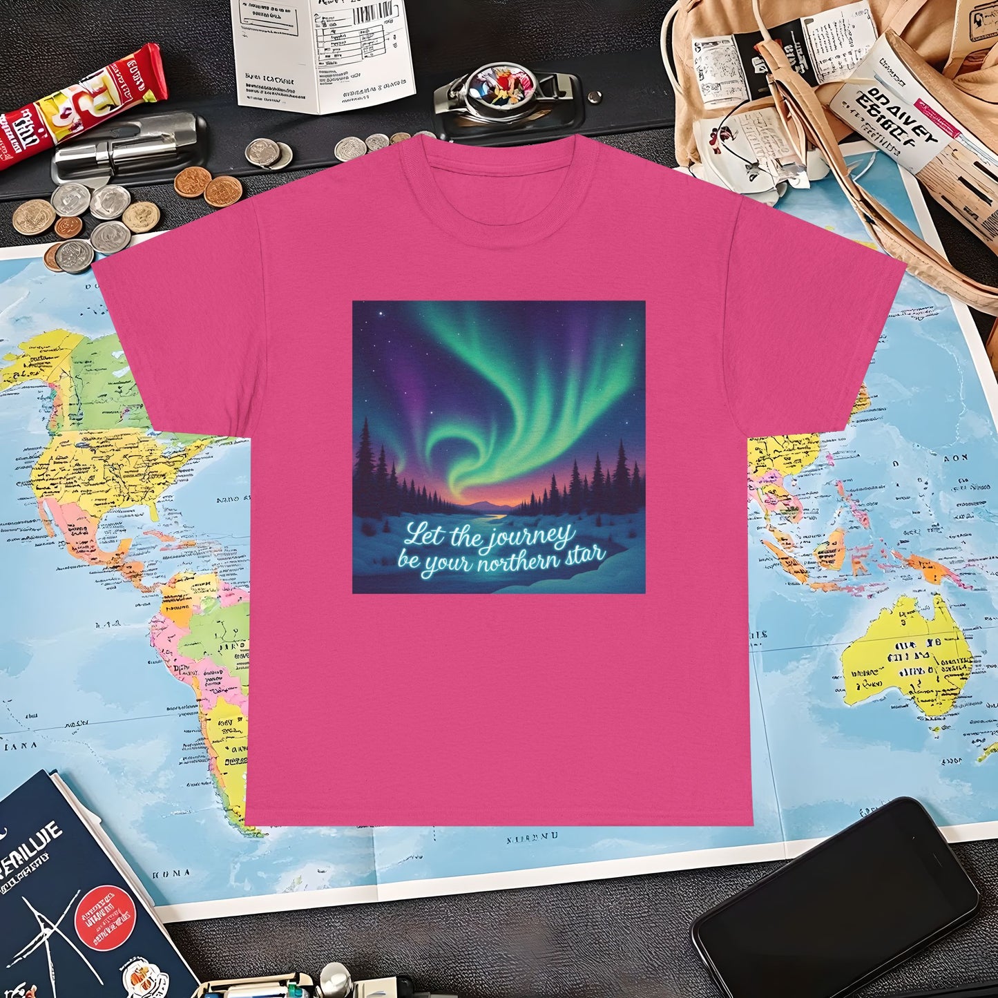 Northern Lights Journey Under the Starry Sky Air Travel T-Shirts | Jetsetter, Airport, and International Flight Tees