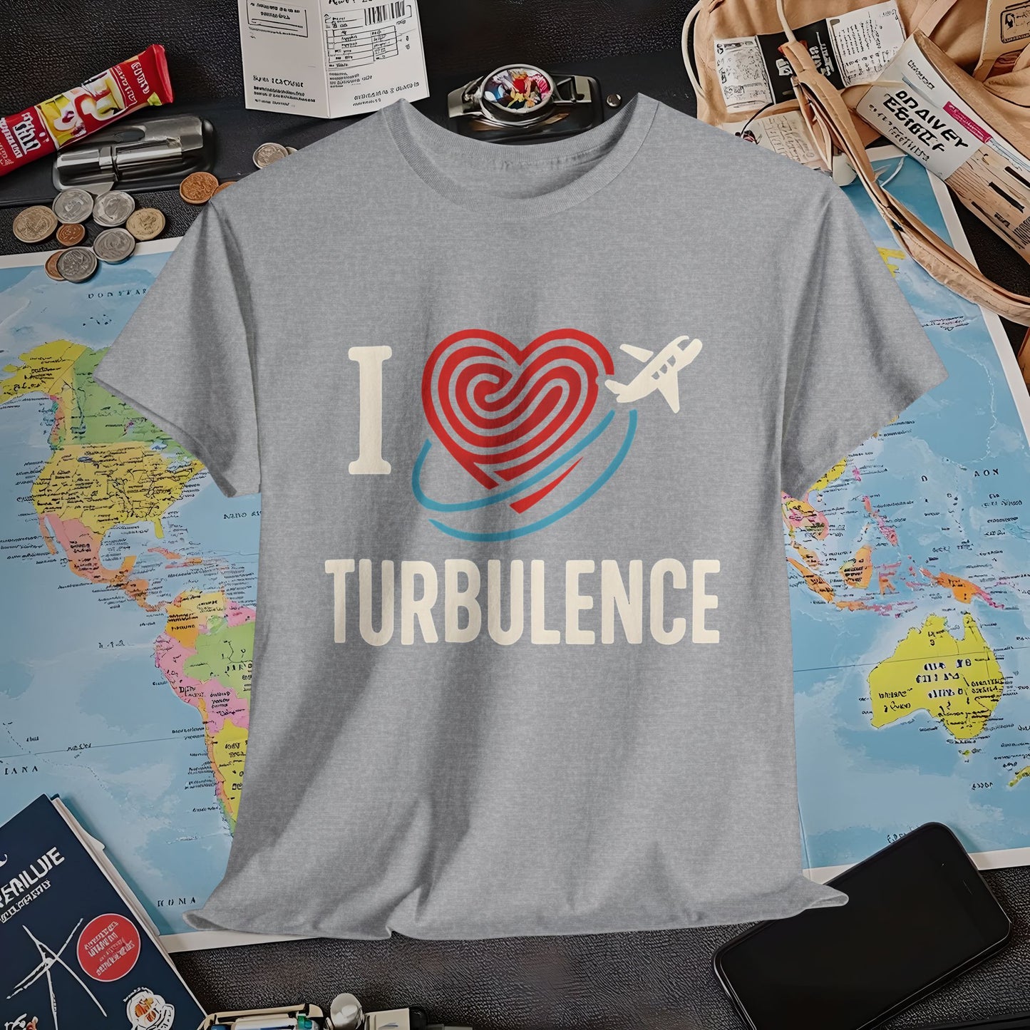 I ♥ Turbulence – Funny Aviation Graphic Tee for Pilots & Frequent Flyers Air Travel T-Shirts | Jetsetter, Airport, and International Flight Tees