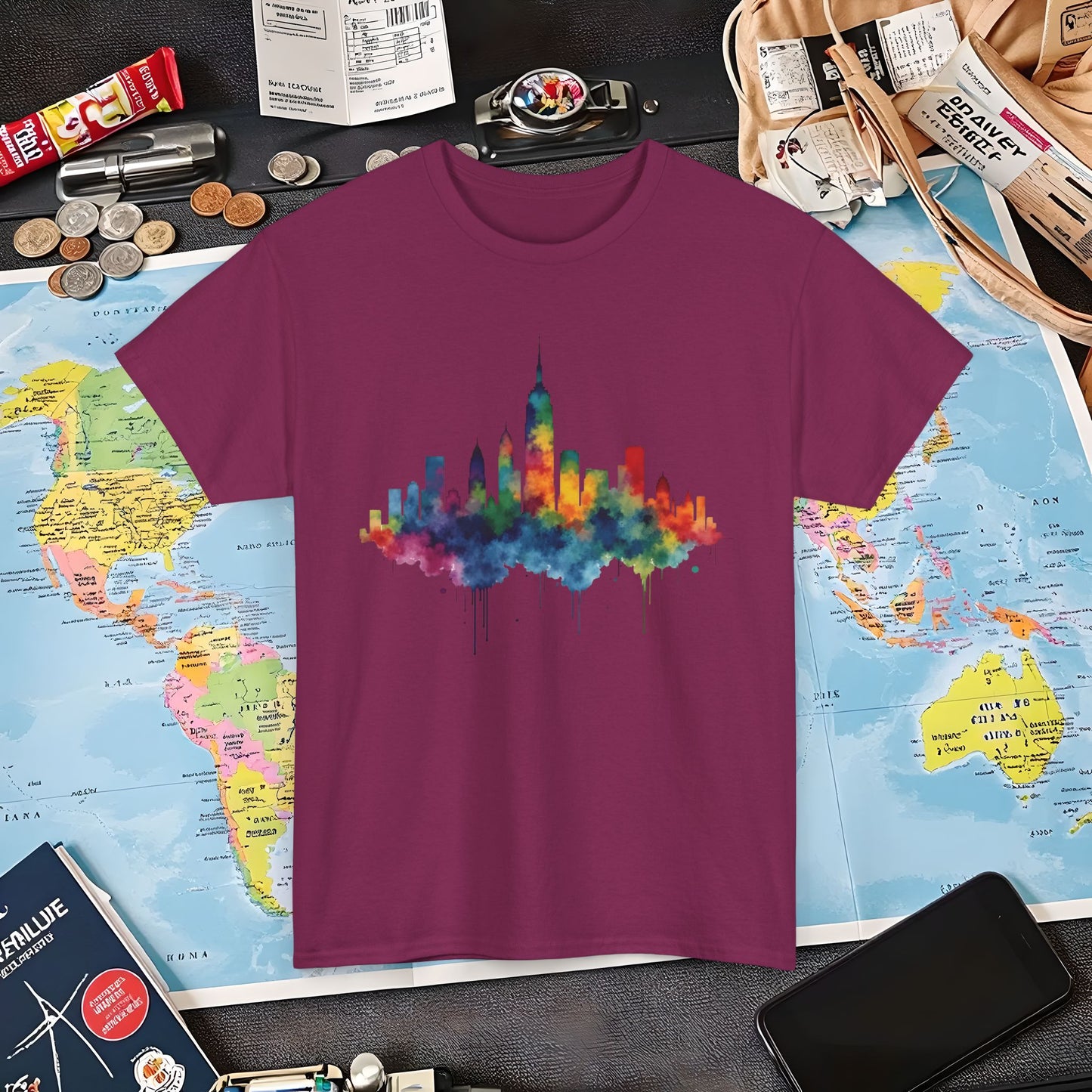 Vibrant Skyline T-Shirts | Jetsetter, Airport, and International Flight Tees