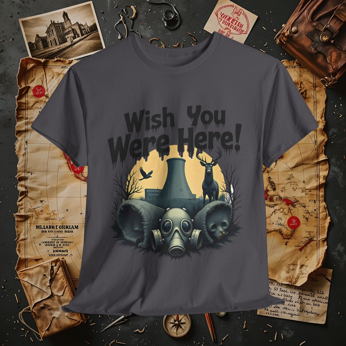Spooky Vibes Tee - "Wish You Were Here!" Halloween T-Shirt, Unisex Tee, Ghost Graphic Tee, Halloween Gift, Casual Wear