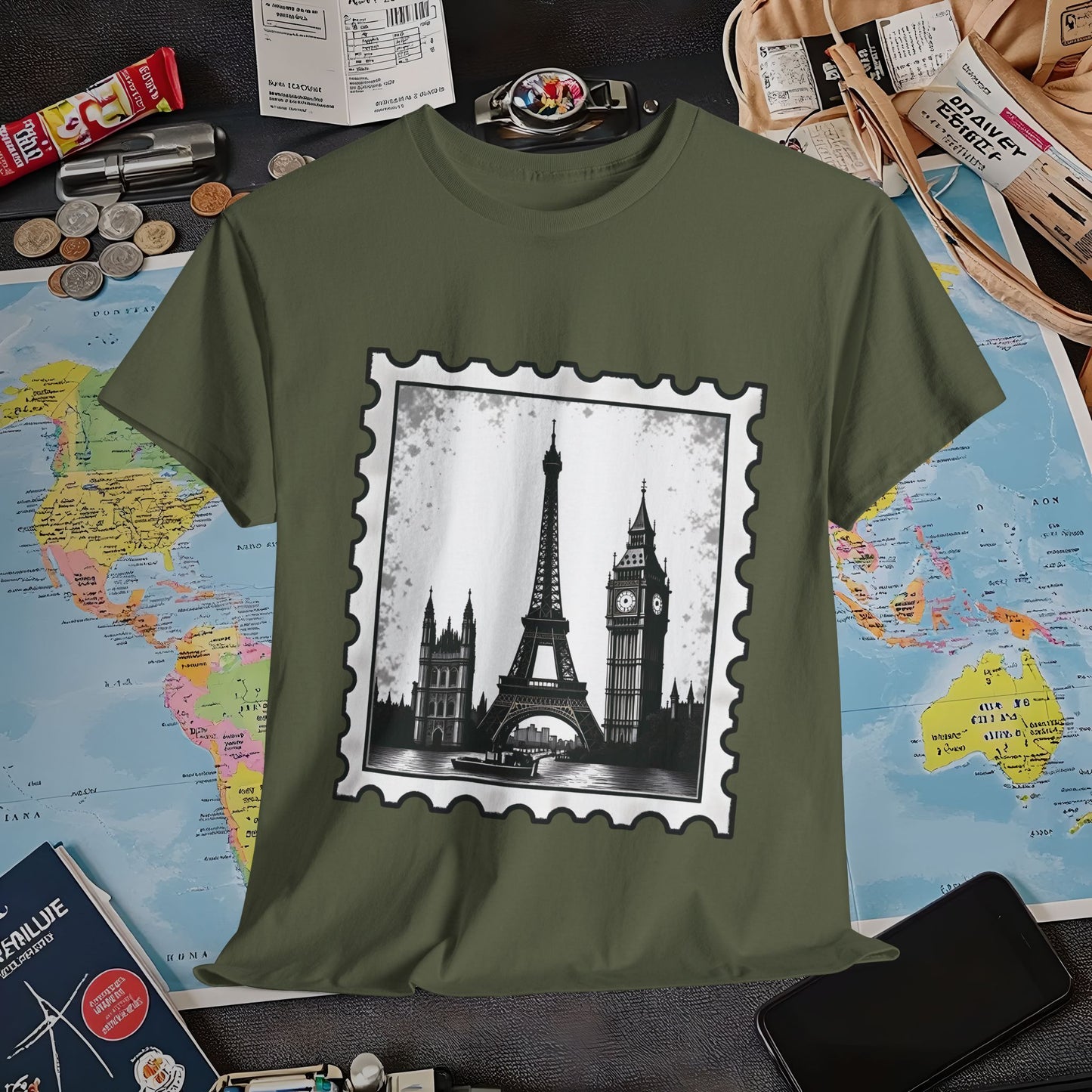 Europe Stamp Air Travel T-Shirts | Jetsetter, Airport, and International Flight Tees