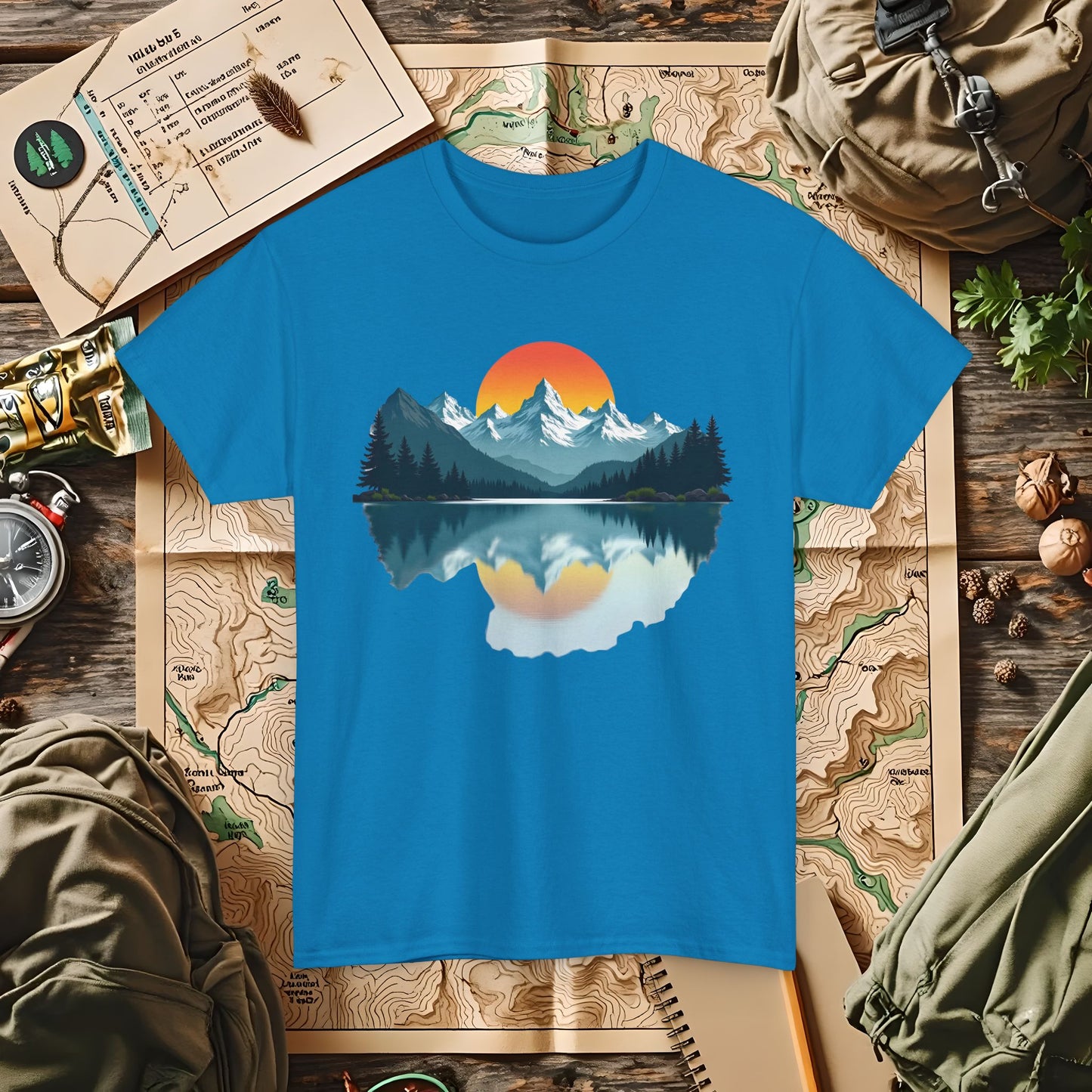 Mountain Reflection Outdoor Adventure T-Shirts | Camping, Hiking, Rafting & Kayaking Tees for Nature Lovers