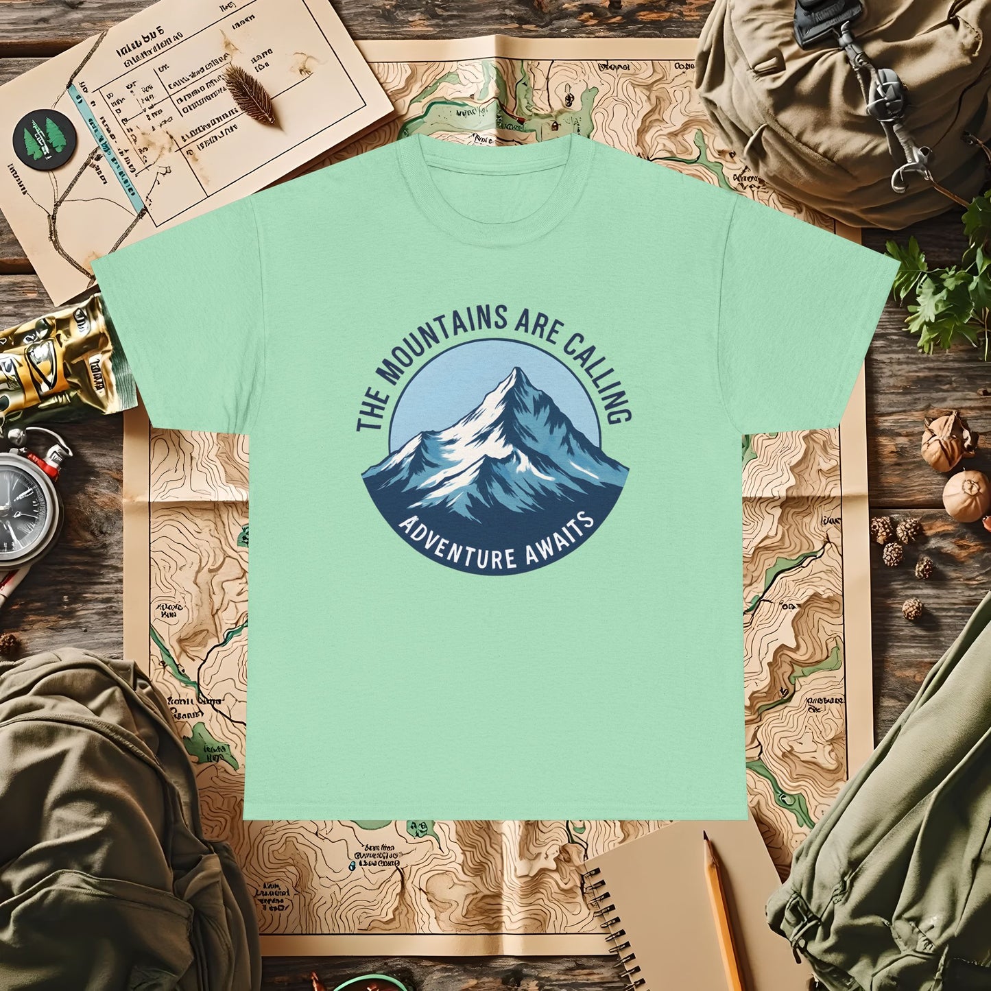 The Mountains Are Calling, Adventure Awaits Outdoor Adventure T-Shirts | Camping, Hiking, Rafting & Kayaking Tees for Nature Lovers