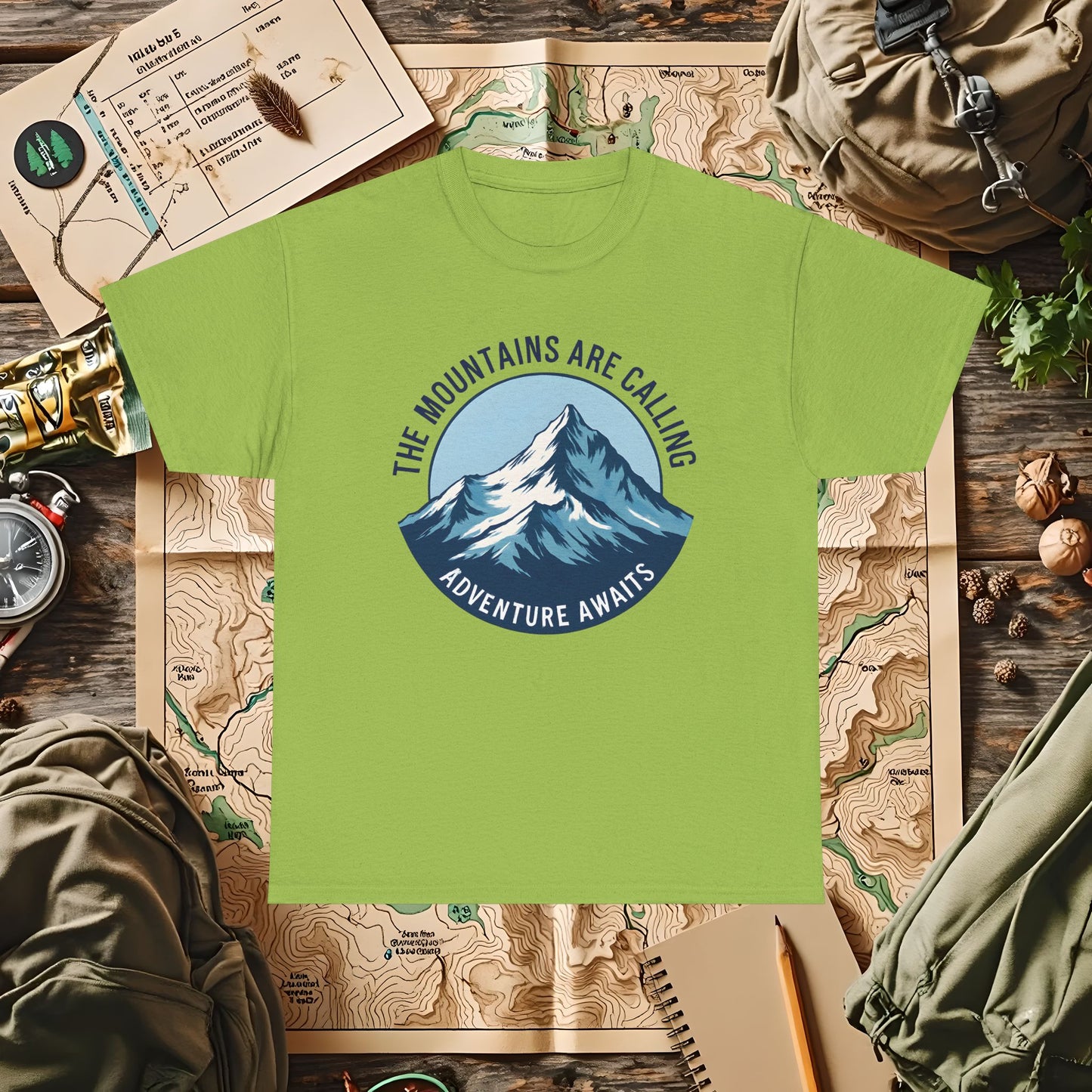 The Mountains Are Calling, Adventure Awaits Outdoor Adventure T-Shirts | Camping, Hiking, Rafting & Kayaking Tees for Nature Lovers