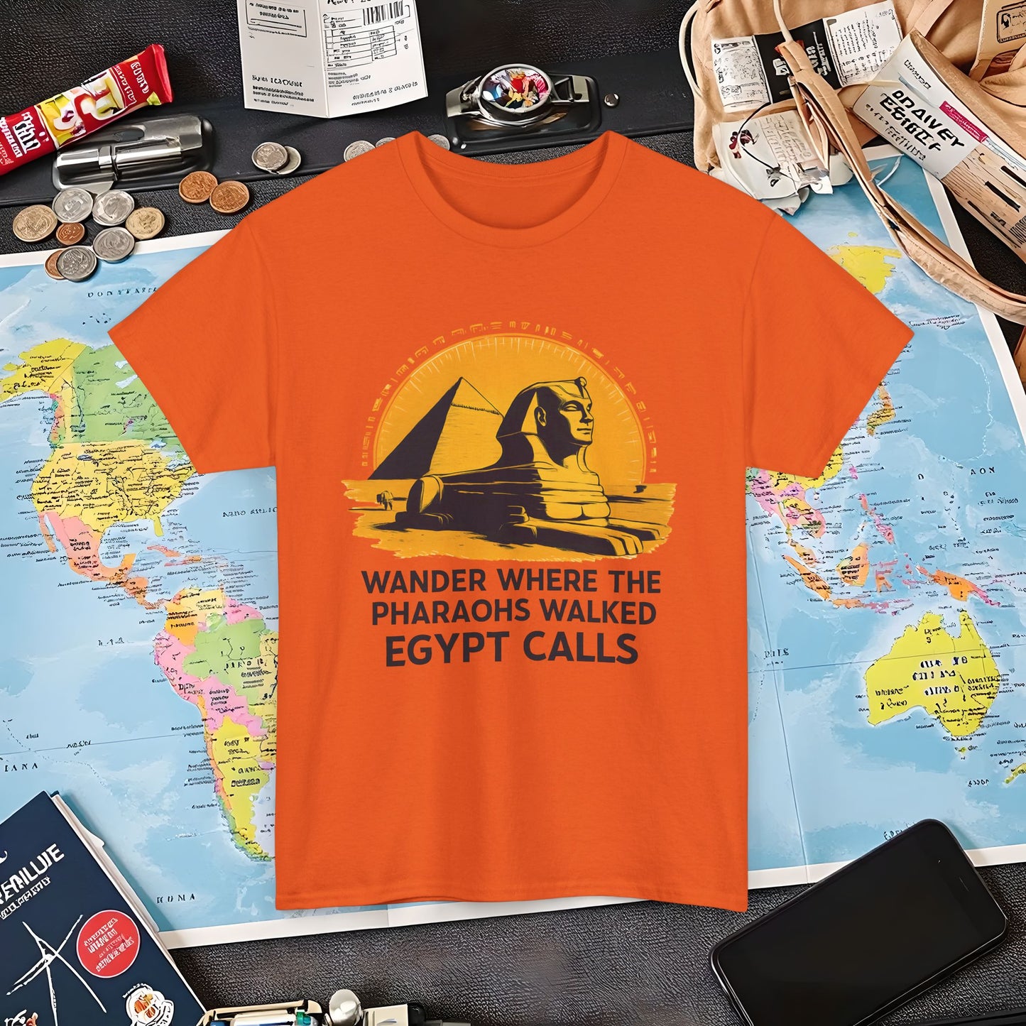 Wander Where Pharaohs Walked T-Shirt – Egypt Adventure Design Air Travel T-Shirts | Jetsetter, Airport, and International Flight Tees