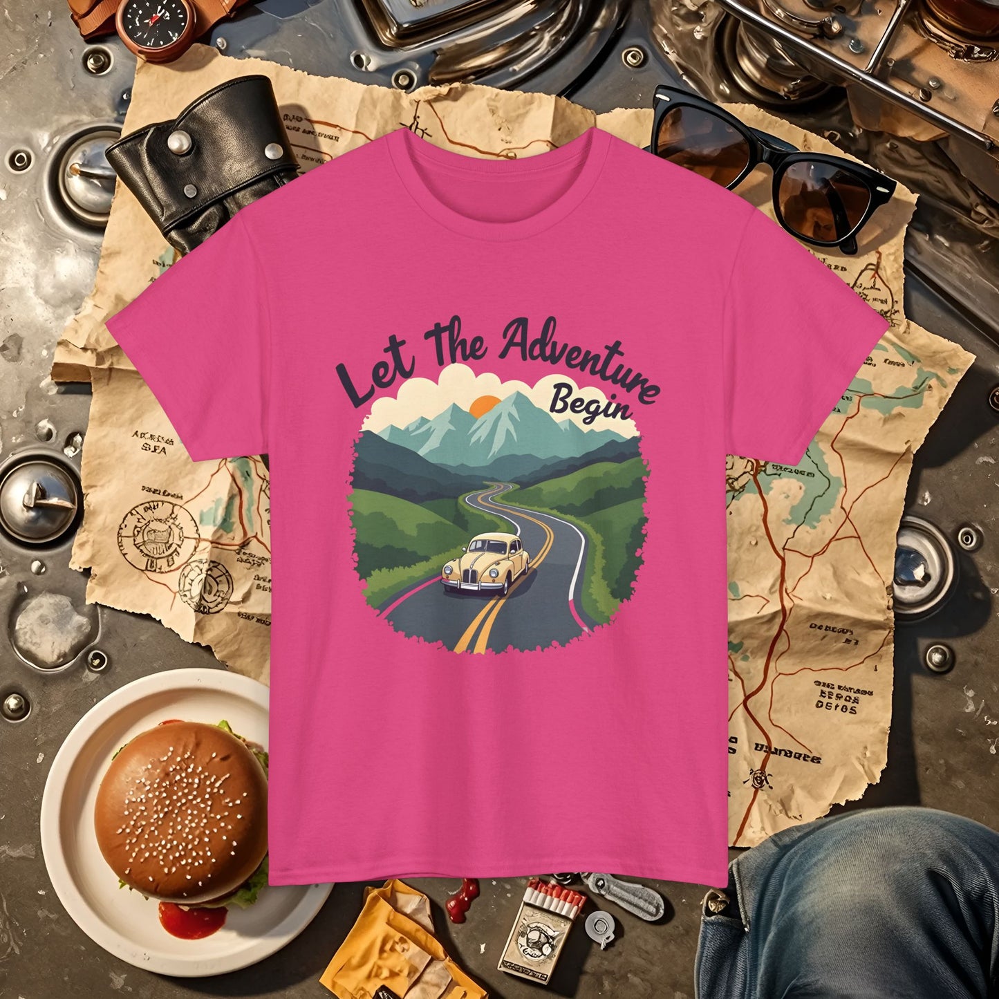 Adventure Awaits Road Trip & Vehicle Travel T-Shirts | Car, RV, and Motorcycle Adventure Tees