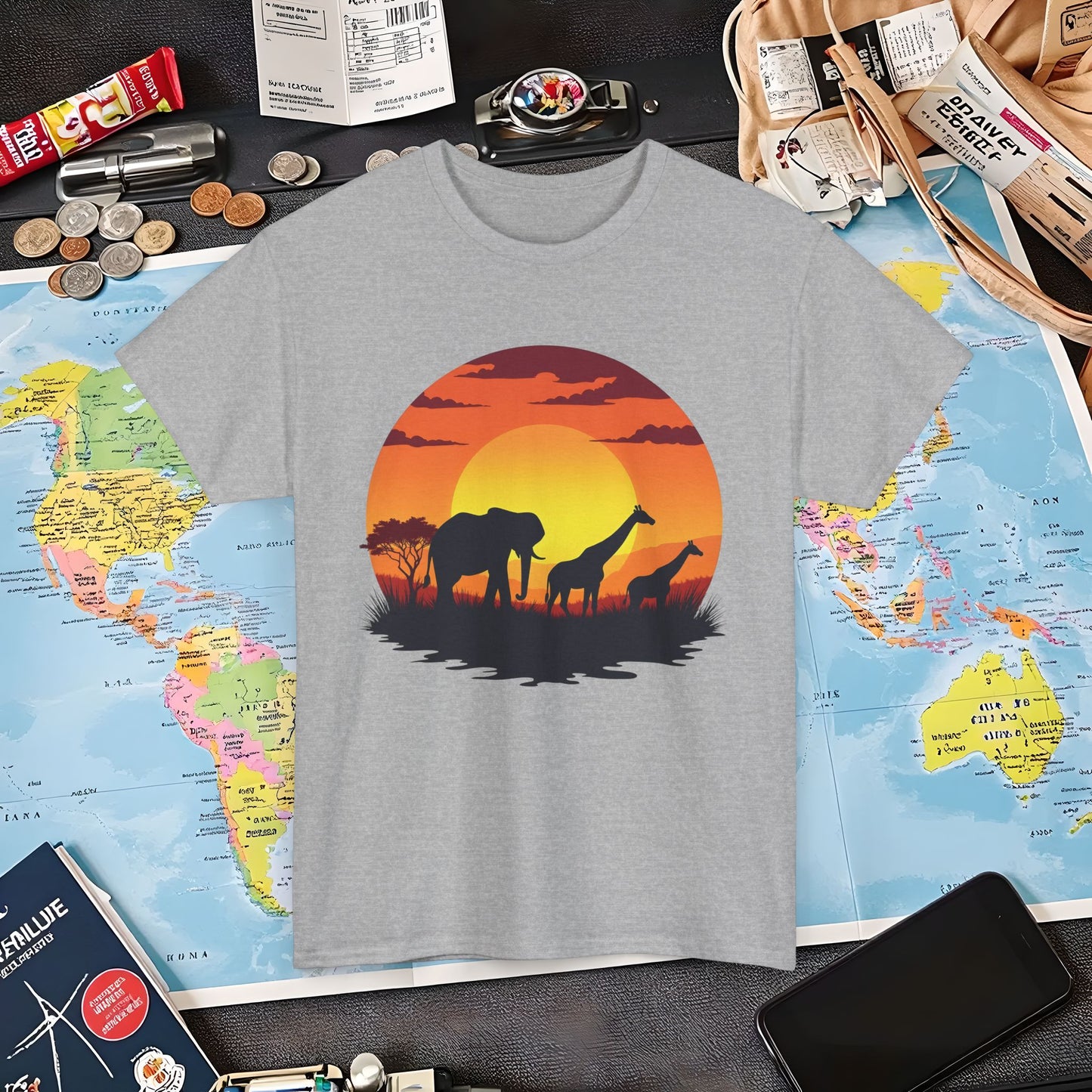 Savanna Silhouettes Air Travel T-Shirts | Jetsetter, Airport, and International Flight Tees