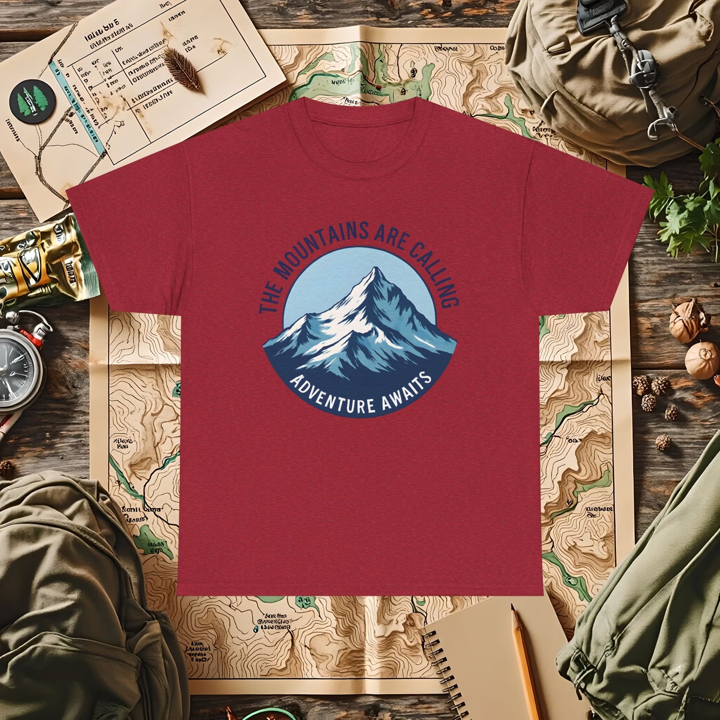 The Mountains Are Calling, Adventure Awaits Outdoor Adventure T-Shirts | Camping, Hiking, Rafting & Kayaking Tees for Nature Lovers