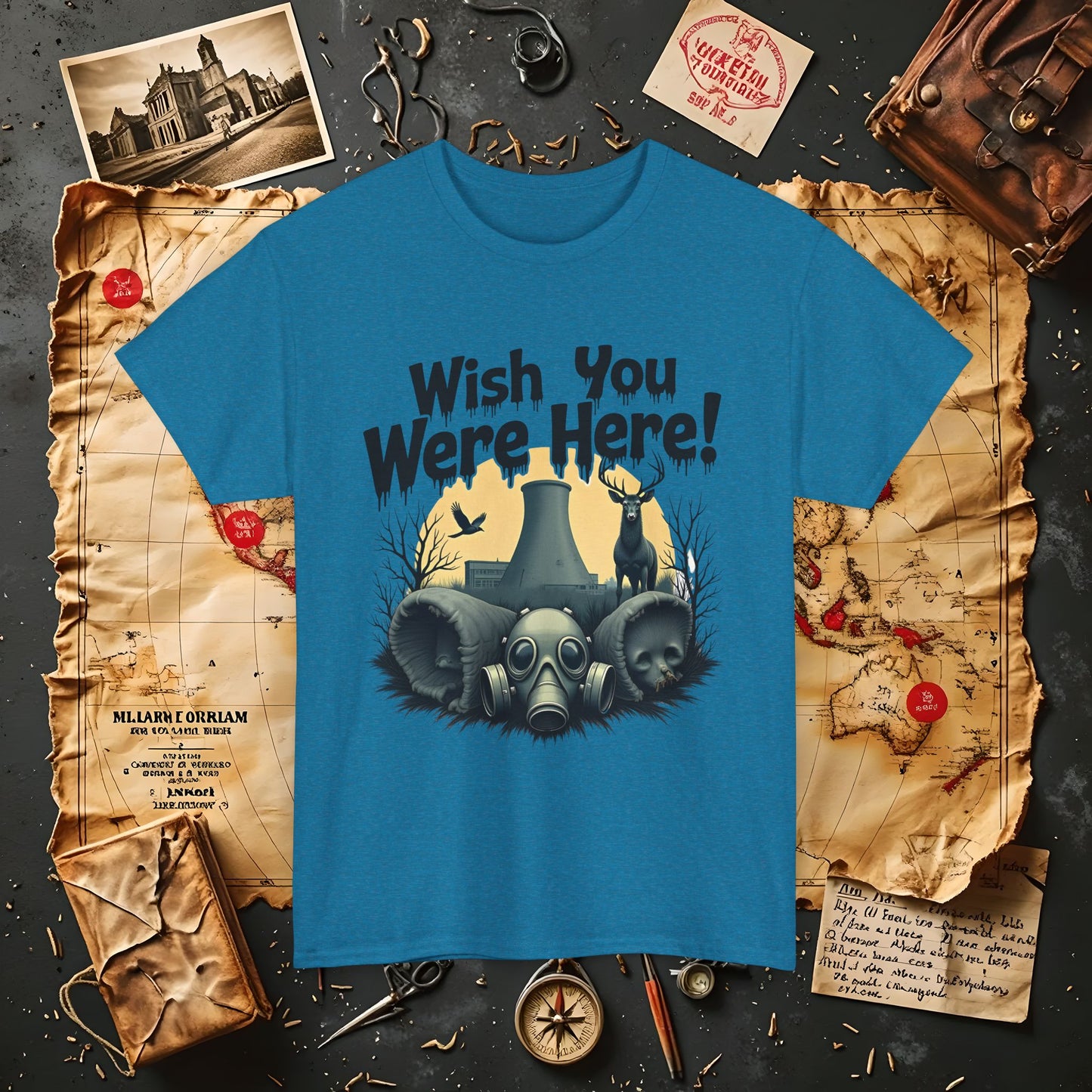 Spooky Vibes Tee - "Wish You Were Here!" Halloween T-Shirt, Unisex Tee, Ghost Graphic Tee, Halloween Gift, Casual Wear