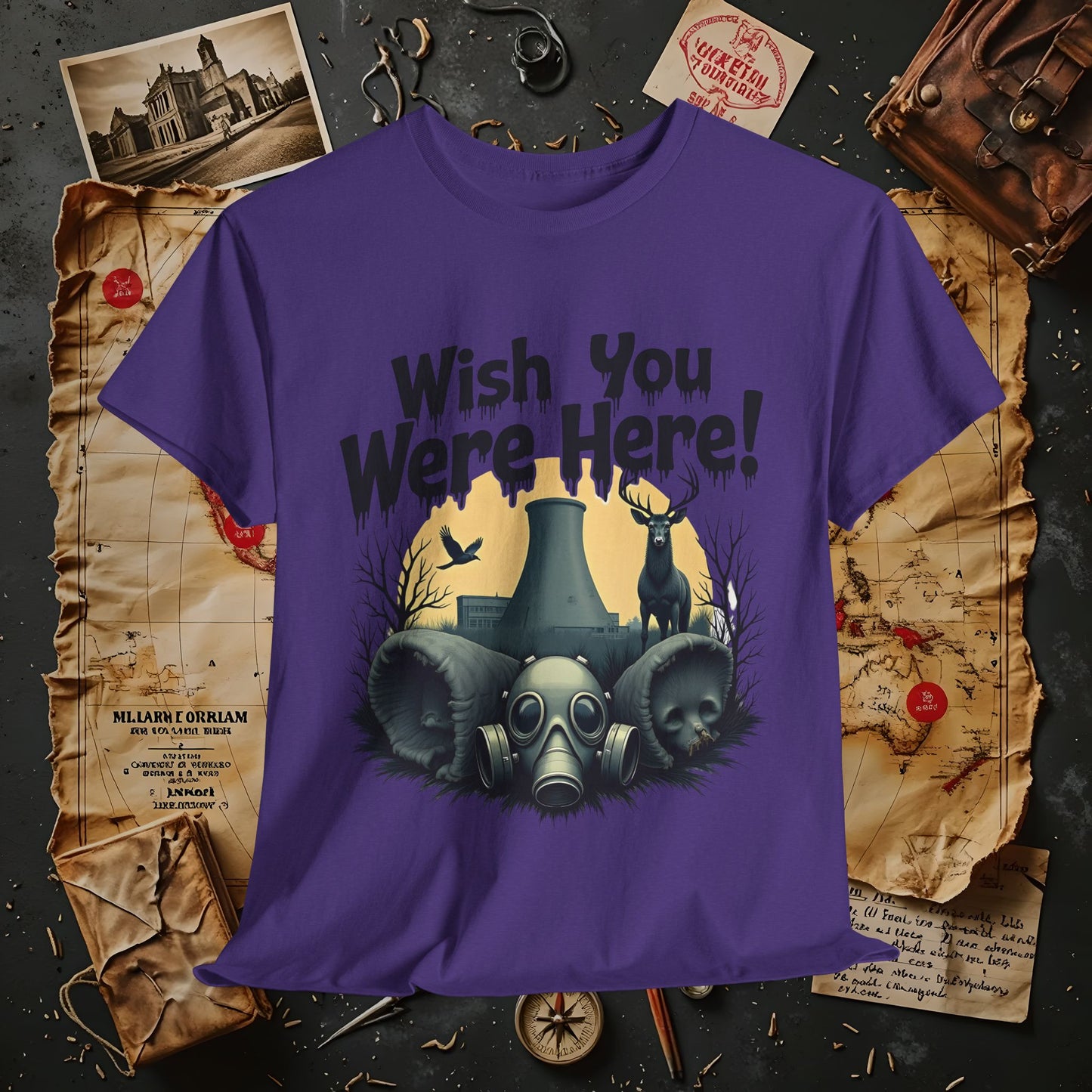Spooky Vibes Tee - "Wish You Were Here!" Halloween T-Shirt, Unisex Tee, Ghost Graphic Tee, Halloween Gift, Casual Wear