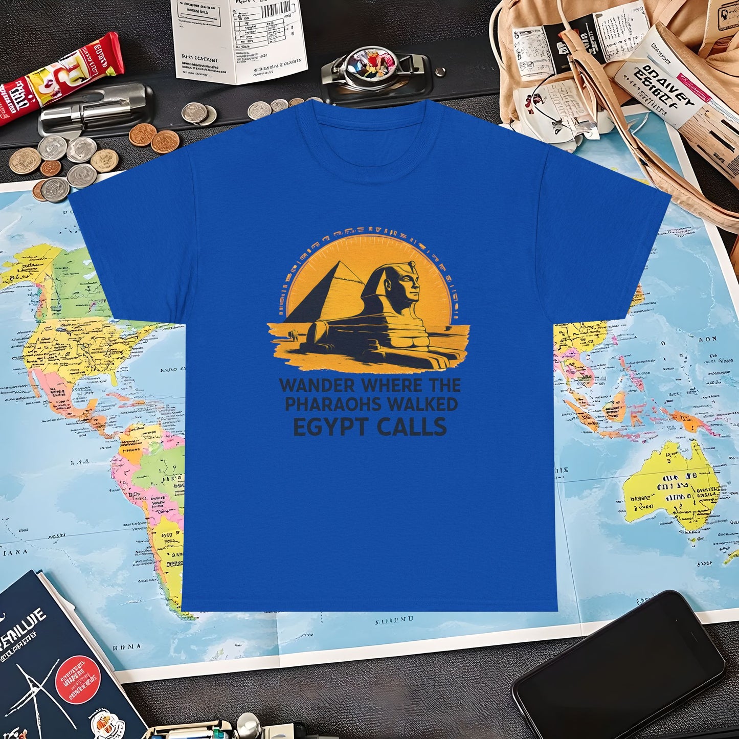 Wander Where Pharaohs Walked T-Shirt – Egypt Adventure Design Air Travel T-Shirts | Jetsetter, Airport, and International Flight Tees