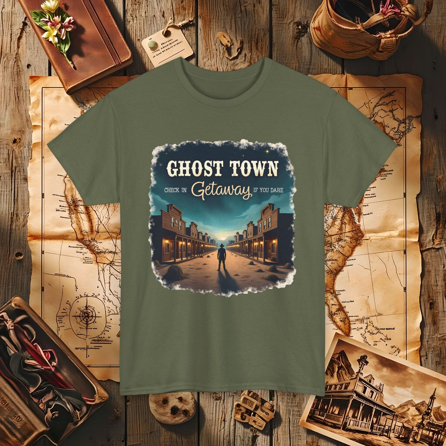 Ghost Town Getaway Western Travel T-Shirts | Desert, Ghost Town, and Cowboy-Inspired Adventure Tees