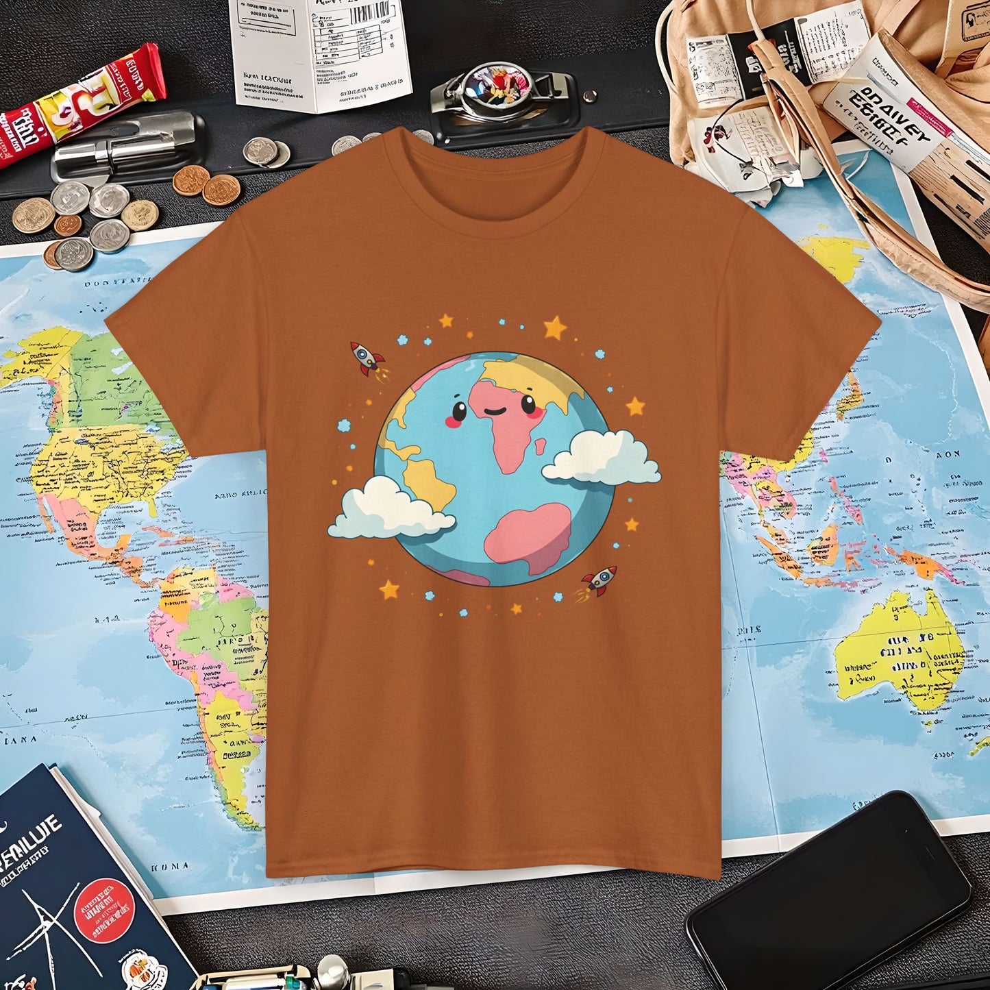 Kawaii Globe Air Travel T-Shirts | Jetsetter, Airport, and International Flight Tees