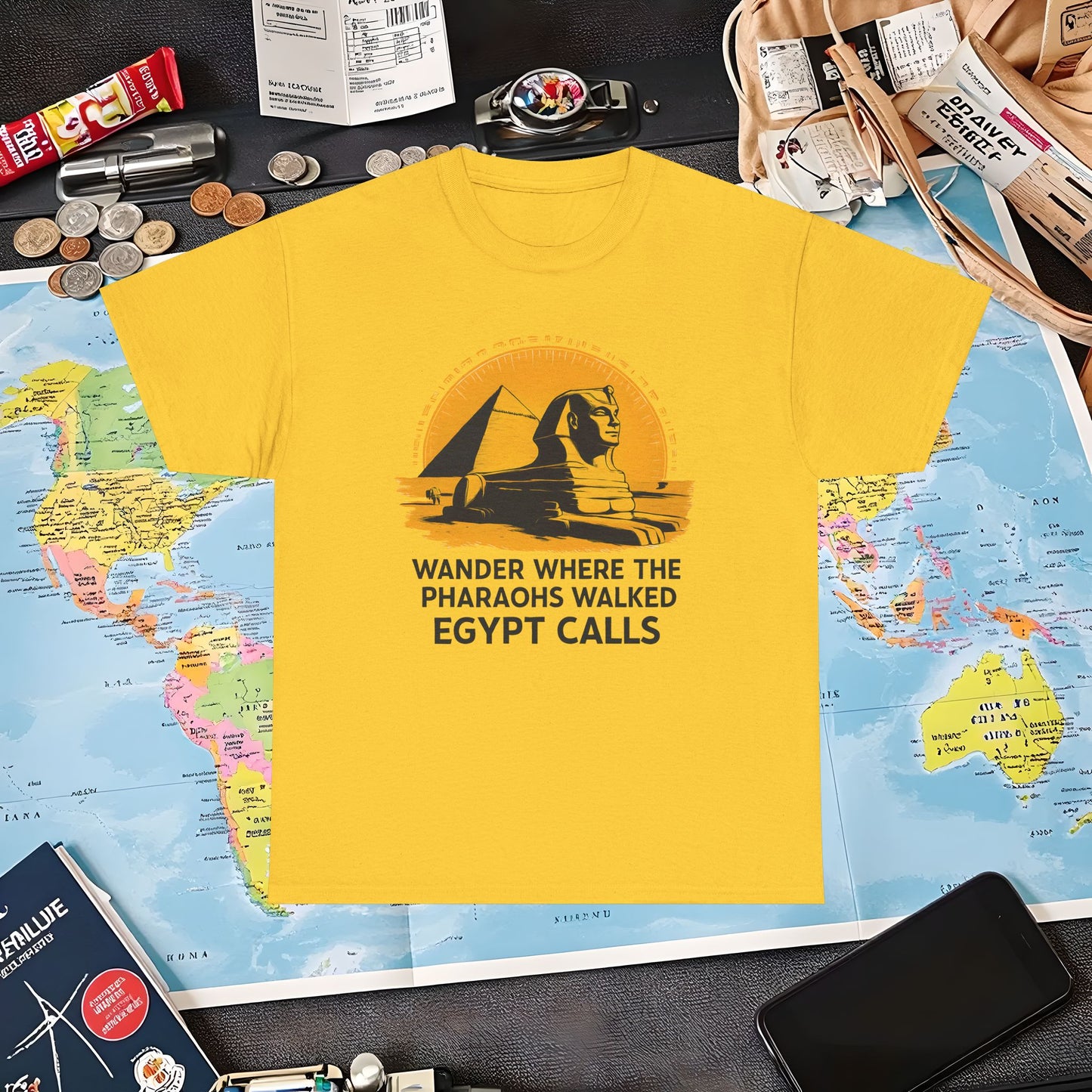 Wander Where Pharaohs Walked T-Shirt – Egypt Adventure Design Air Travel T-Shirts | Jetsetter, Airport, and International Flight Tees