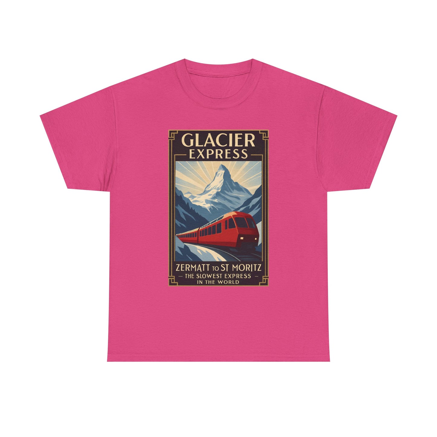 Glacier Express – Art Deco Alpine Train Adventure Tee Road Trip & Vehicle Travel T-Shirts | Car, RV, and Motorcycle Adventure Tees