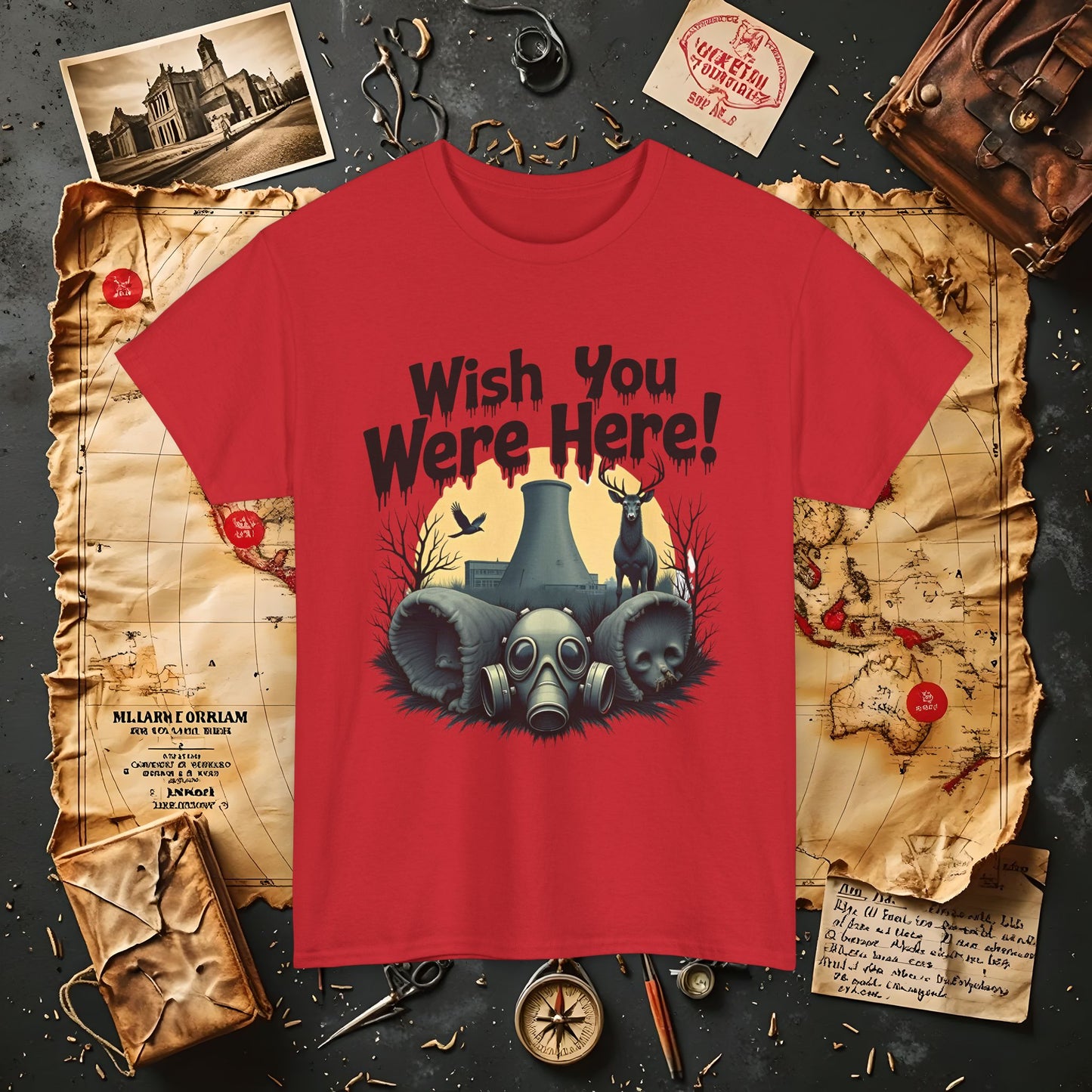 Spooky Vibes Tee - "Wish You Were Here!" Halloween T-Shirt, Unisex Tee, Ghost Graphic Tee, Halloween Gift, Casual Wear