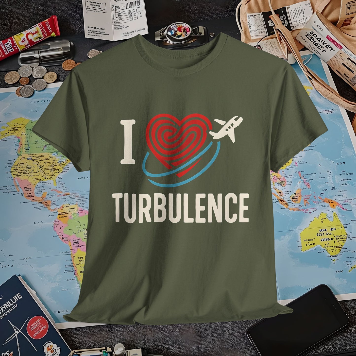 I ♥ Turbulence – Funny Aviation Graphic Tee for Pilots & Frequent Flyers Air Travel T-Shirts | Jetsetter, Airport, and International Flight Tees