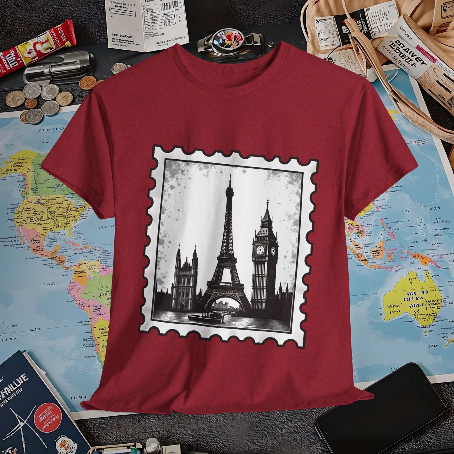 Europe Stamp Air Travel T-Shirts | Jetsetter, Airport, and International Flight Tees