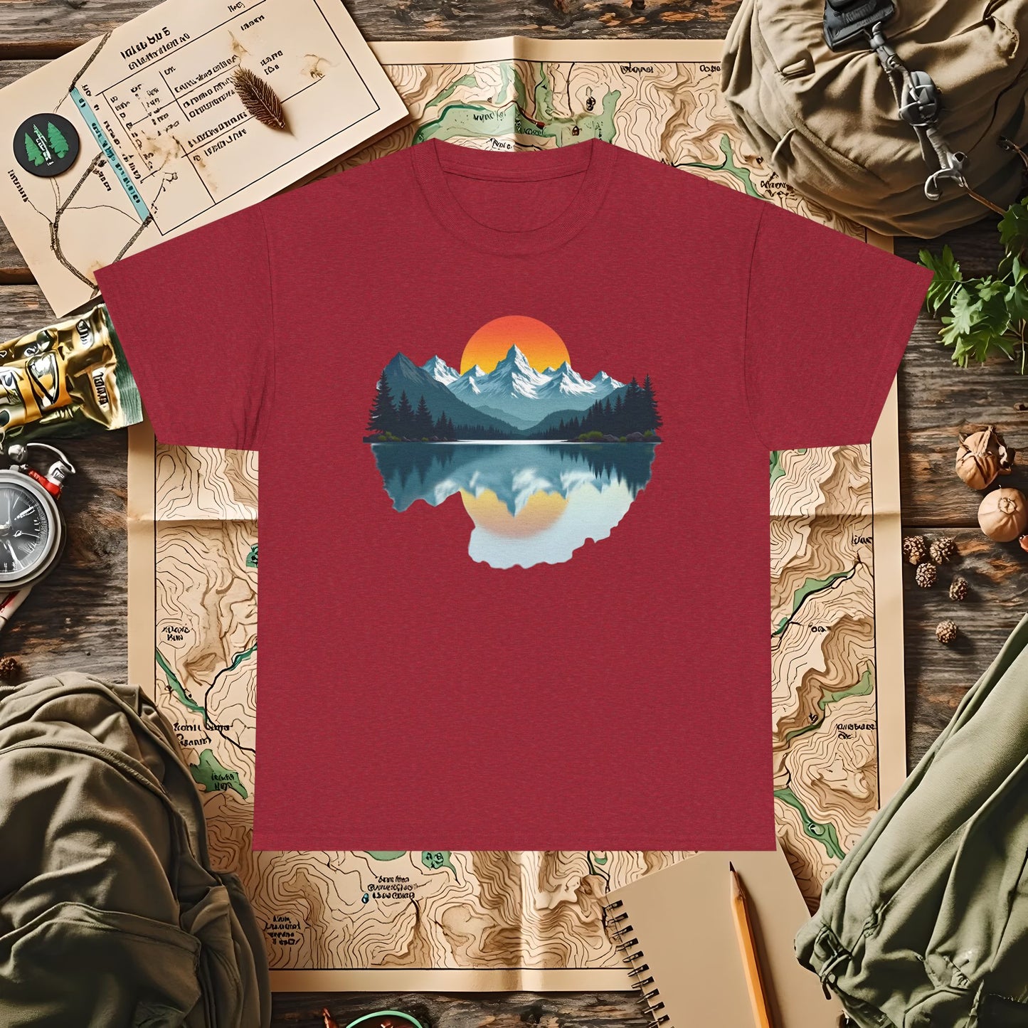 Mountain Reflection Outdoor Adventure T-Shirts | Camping, Hiking, Rafting & Kayaking Tees for Nature Lovers