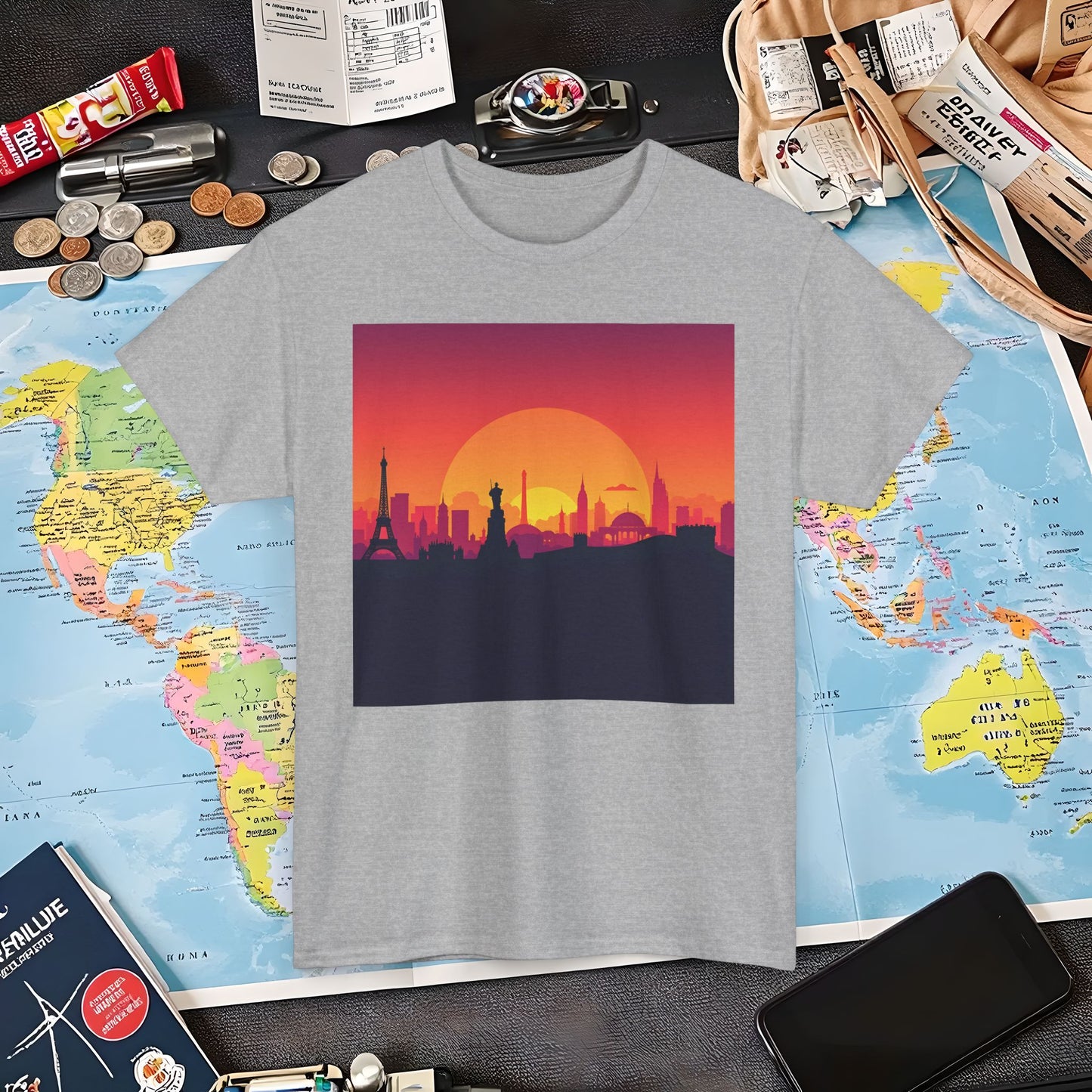 Silhouetted Monuments Air Travel T-Shirts | Jetsetter, Airport, and International Flight Tees