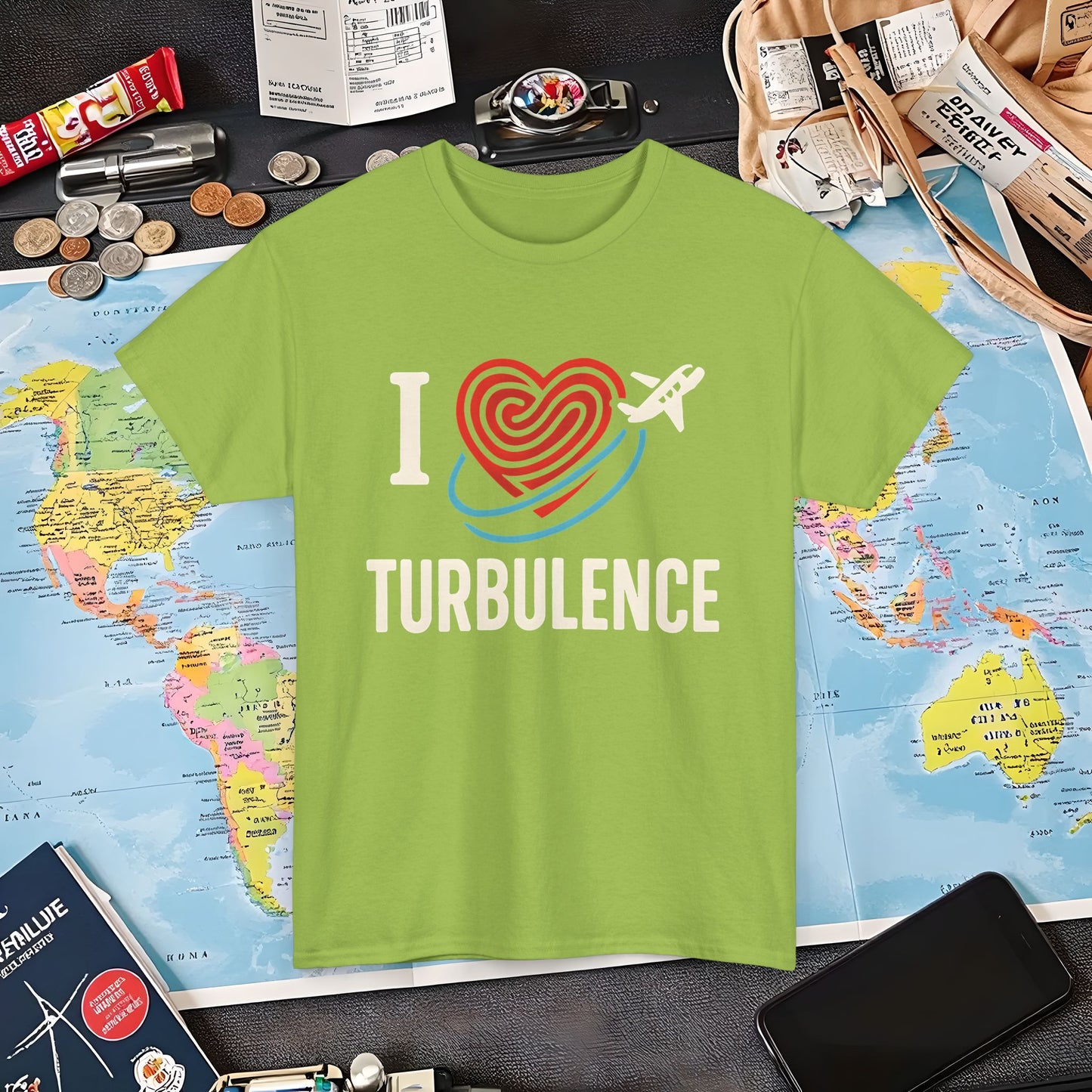 I ♥ Turbulence – Funny Aviation Graphic Tee for Pilots & Frequent Flyers Air Travel T-Shirts | Jetsetter, Airport, and International Flight Tees