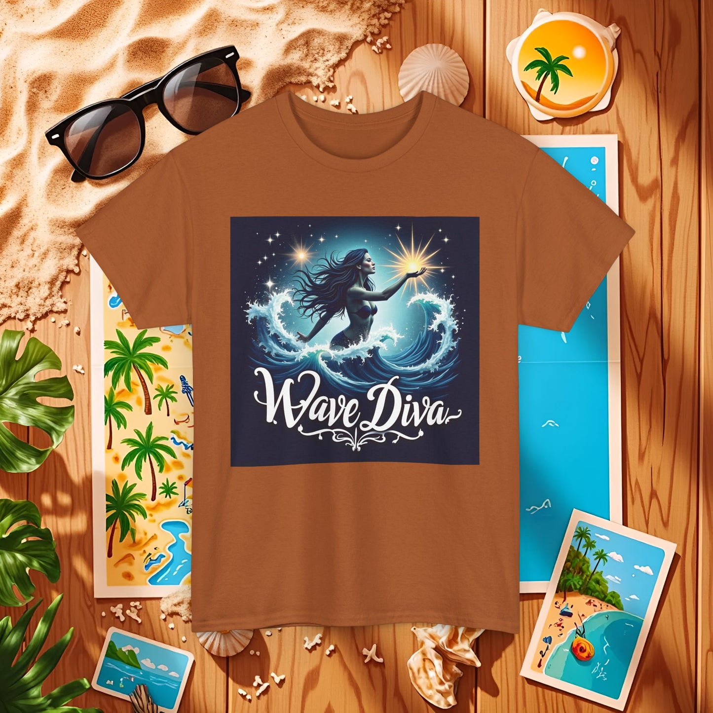Celestial Waves Beach Travel T-Shirts | Tropical Vacation & Coastal Lifestyle Tees